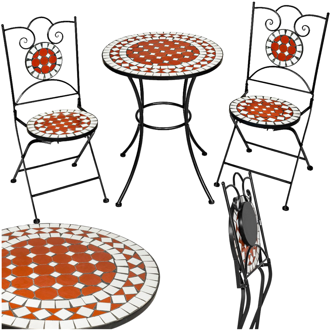 Gartenmöbel Set Mosaik mit 2 Stühlen und Tisch - braun von tectake