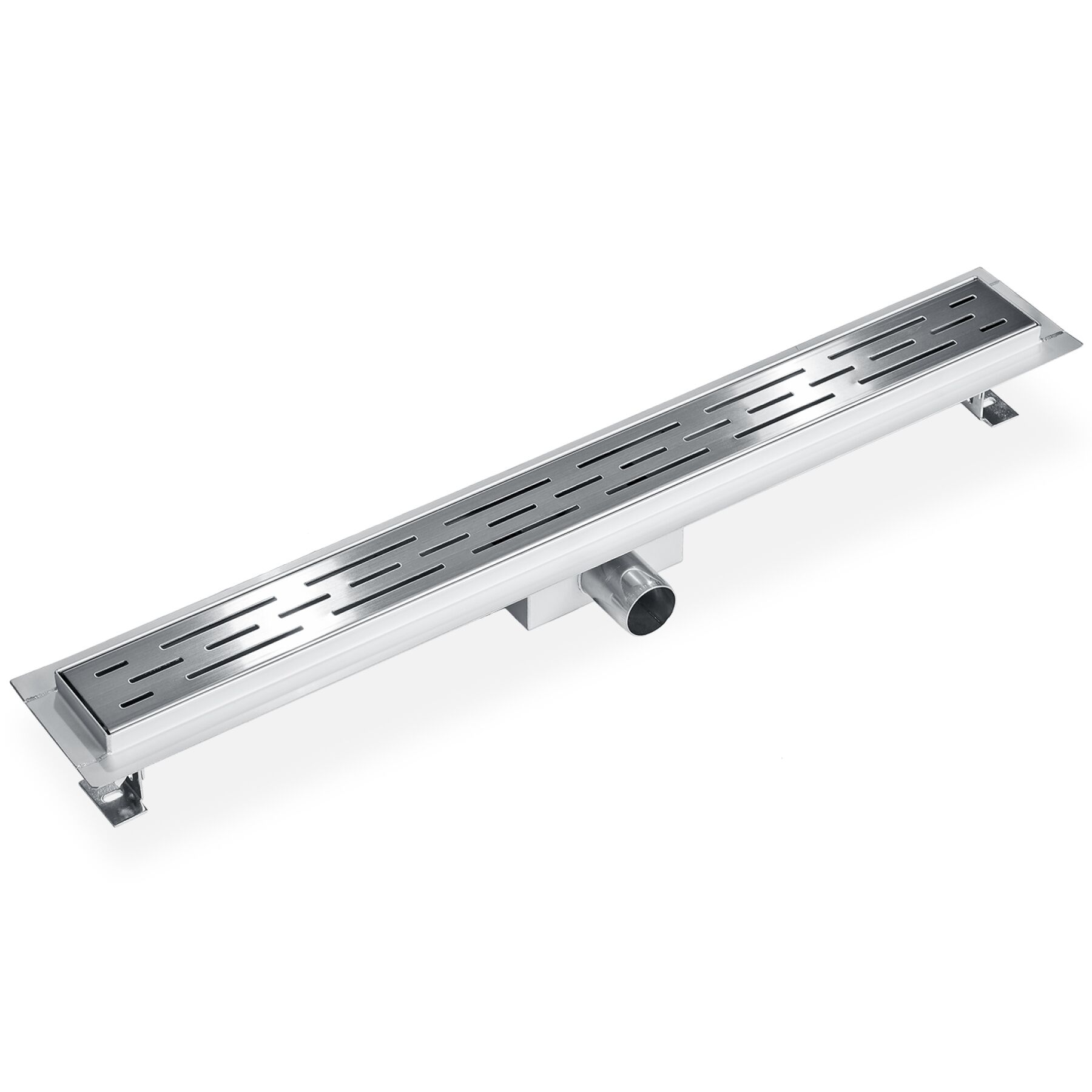 Shower Drain - linear shape, stainless steel, odour stop and hair strainer - 70 cm | tectake