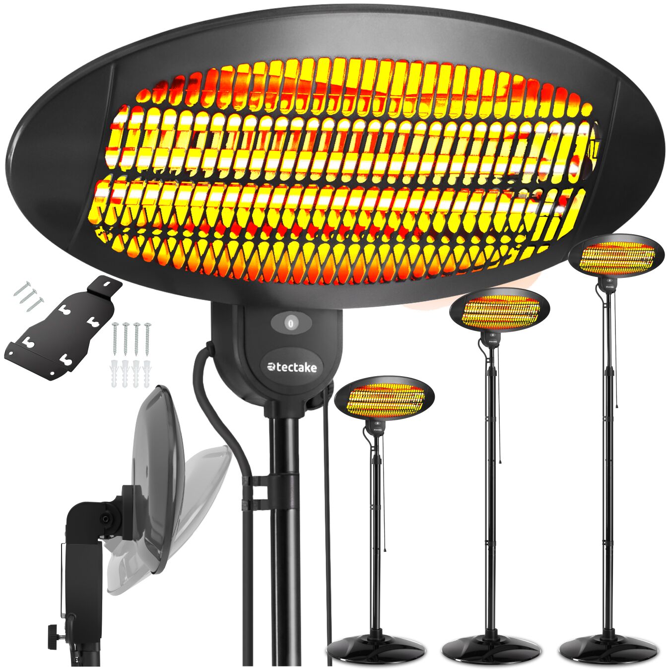 Infrarød varmelampe Solaris Monolith 2000W højdejusterbar - sort