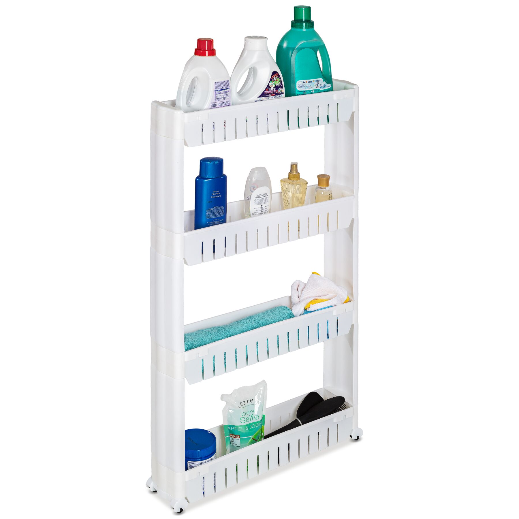 Storage Shelf Joe - 4 shelves with 4 wheels - white | tectake