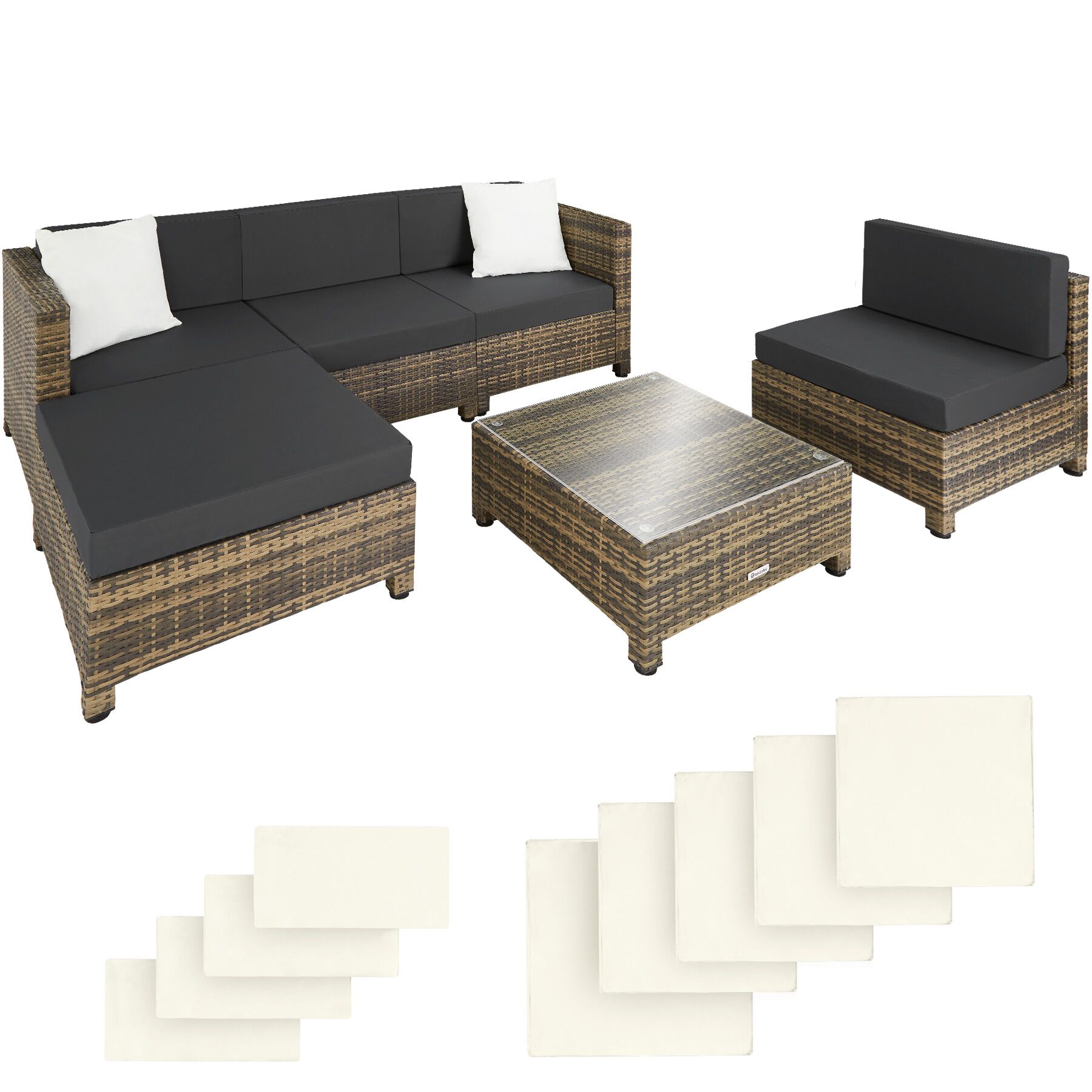 Rattan Lounge mit Aluminiumgestell inkl. Bezüge in 2 Farben - natur