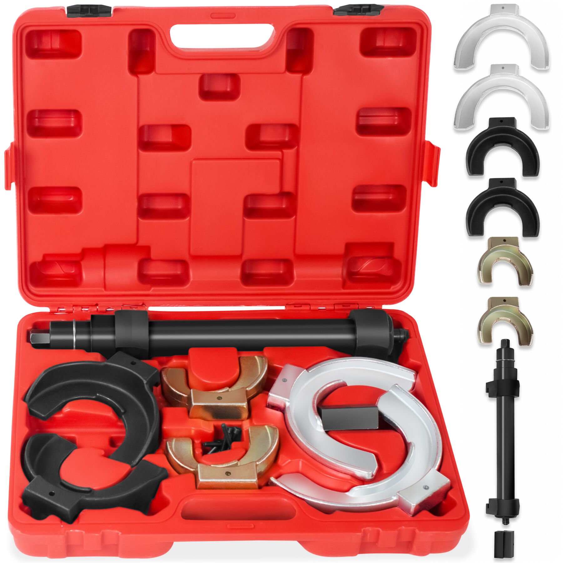 Spring Compressor - set for McPherson strut systems, plastic case included - red | tectake
