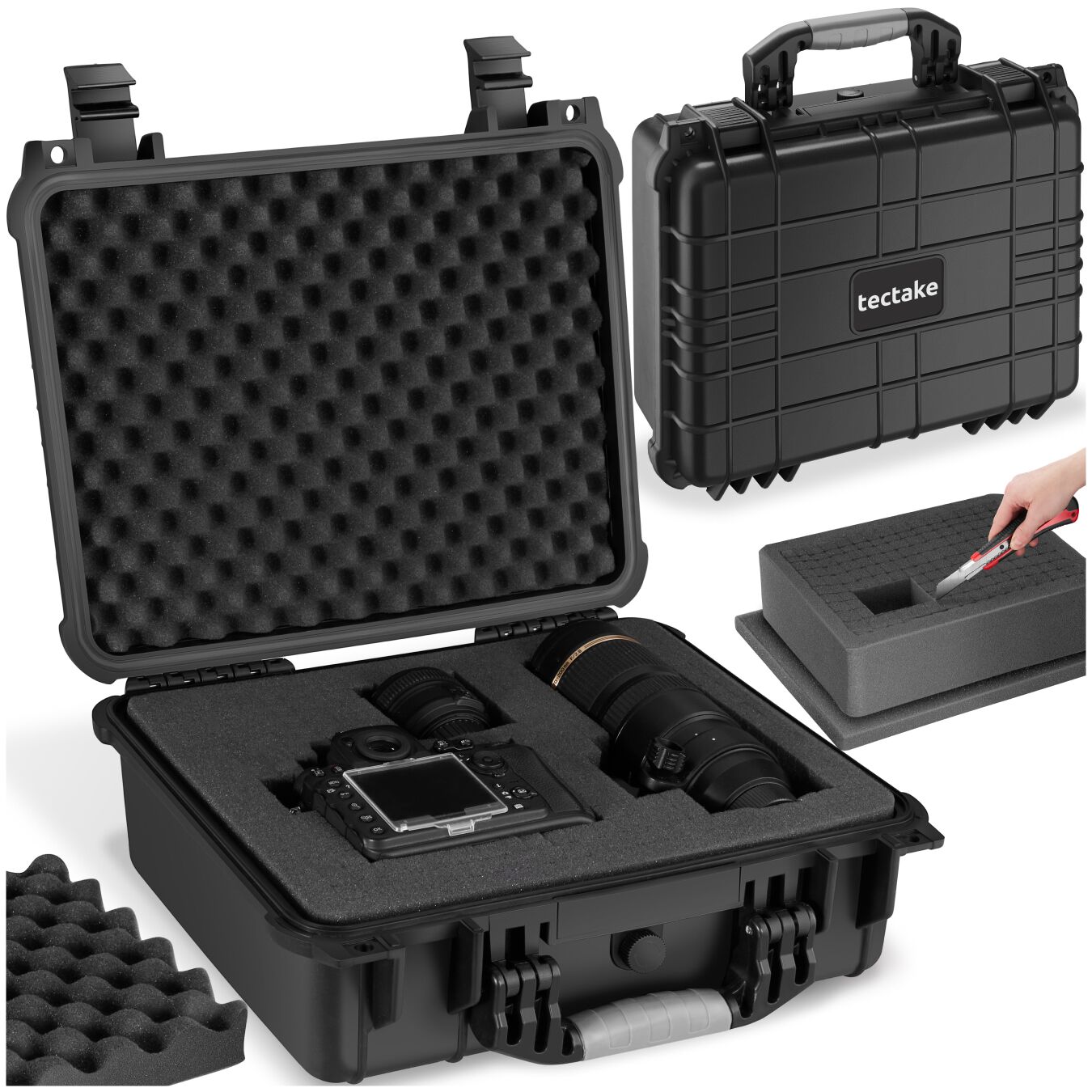 Hard Shell Camera Case - foam inserts, waterproof, temperature resistant - L | tectake