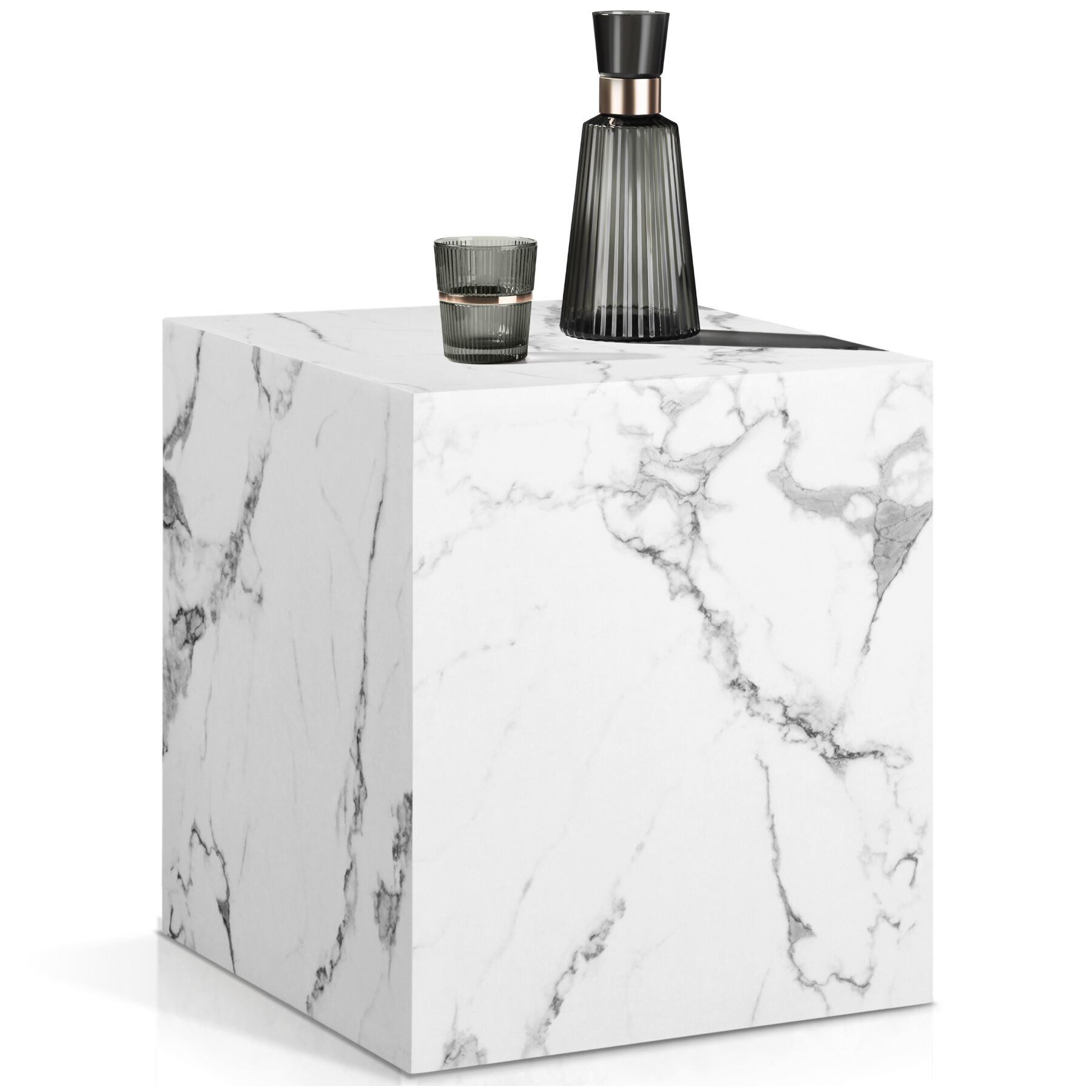 Table basse LASLEY - Aspect marbre blanc, 45 x 45 x 50 cm | tectake