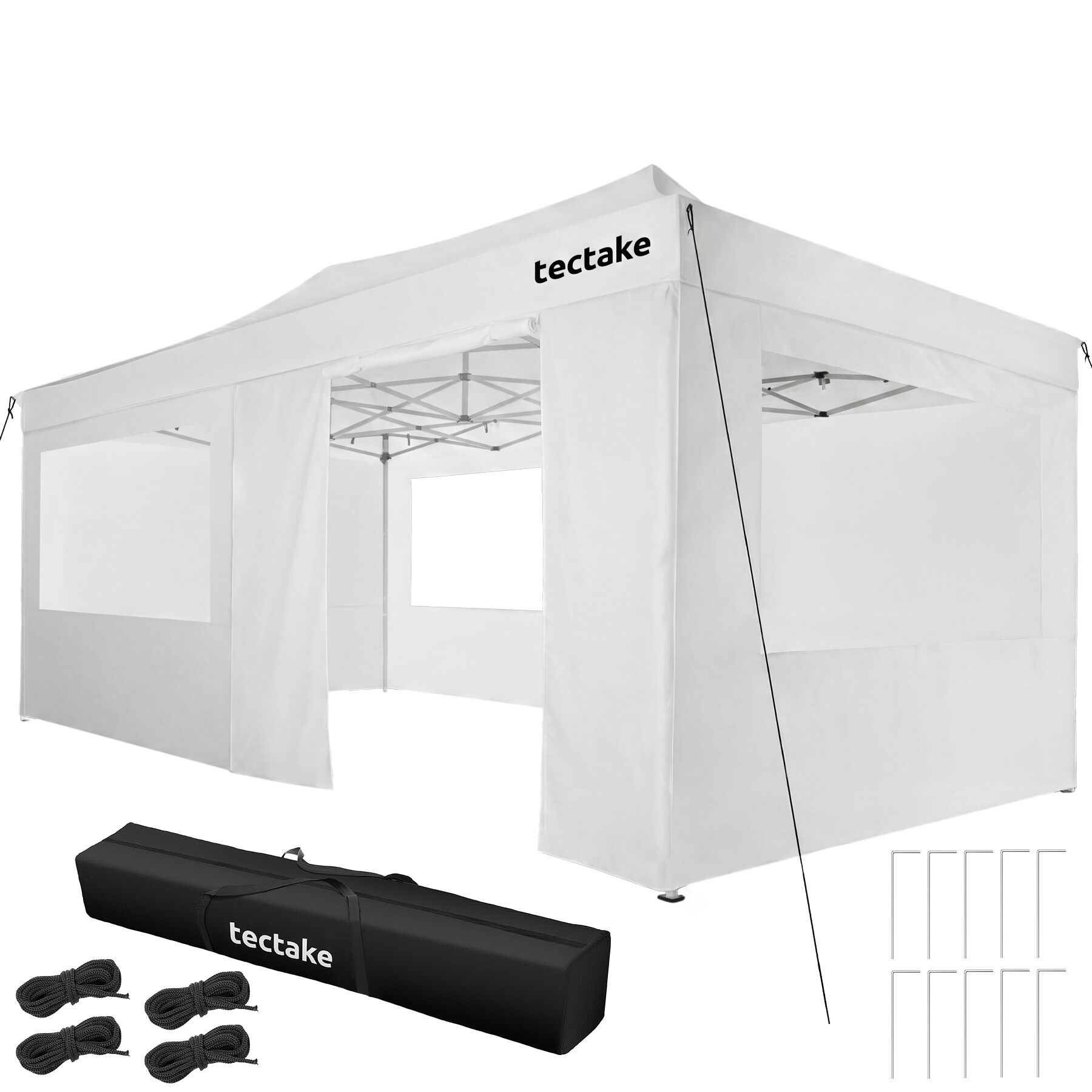 Aluminum Folding Pavilion Viola 3x6m Folding Pavilion, Aluminum, 6 Side Panels - white | tectake