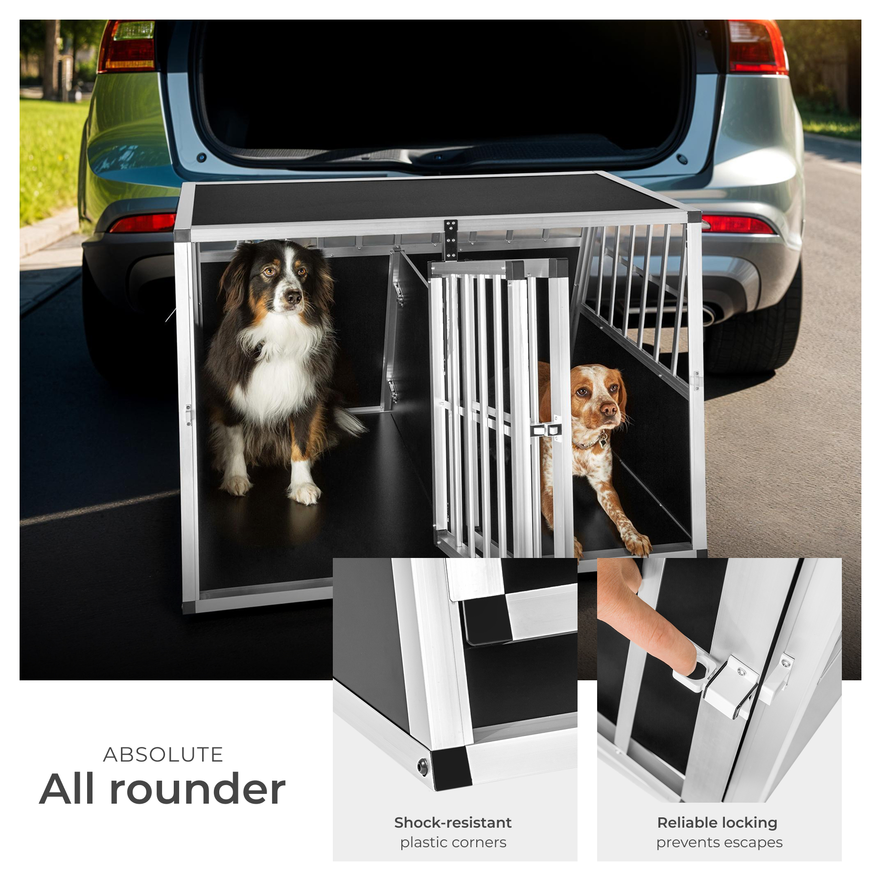 Dog Crate Travel Box Car Transport XXL Double Cage Lockable Angled Walls Pen - Picture 17 of 25