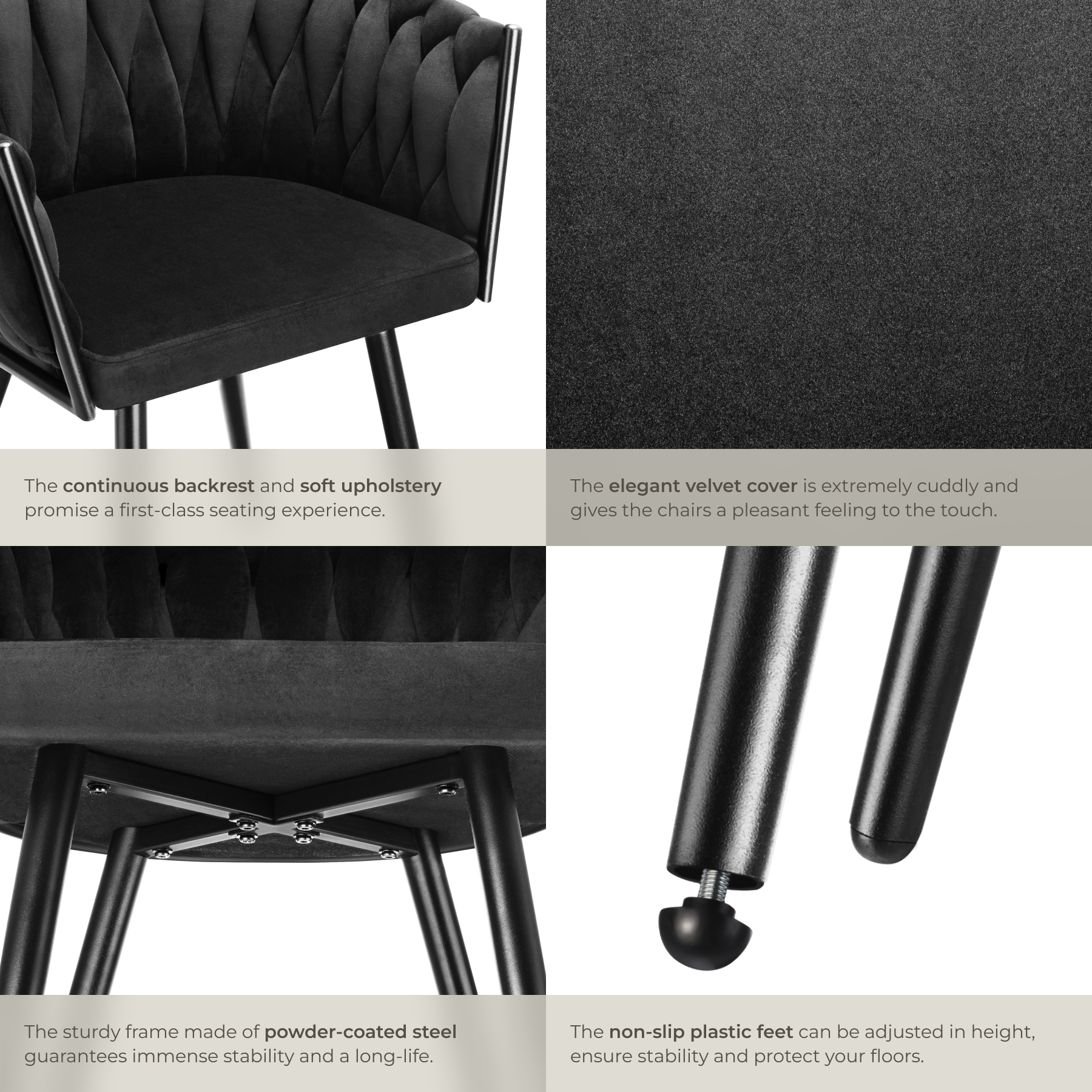 Dining Chairs Set Breakfast Room Chair Kitchen Padded Reading Seats Velvet - Picture 6 of 49