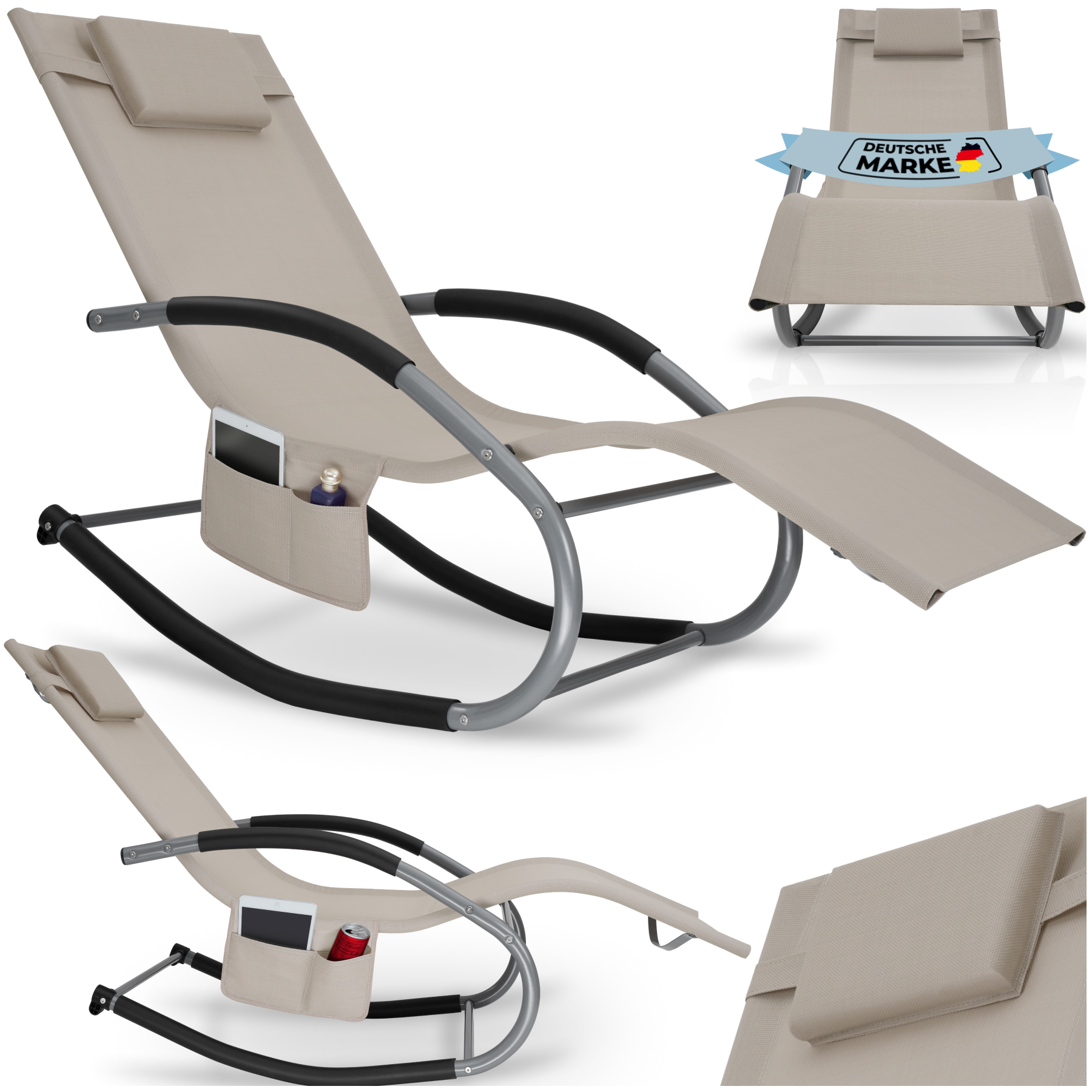 Gartenliege Taya, ergonomisch, Schwingfunktion - beige, pro Stück von tectake