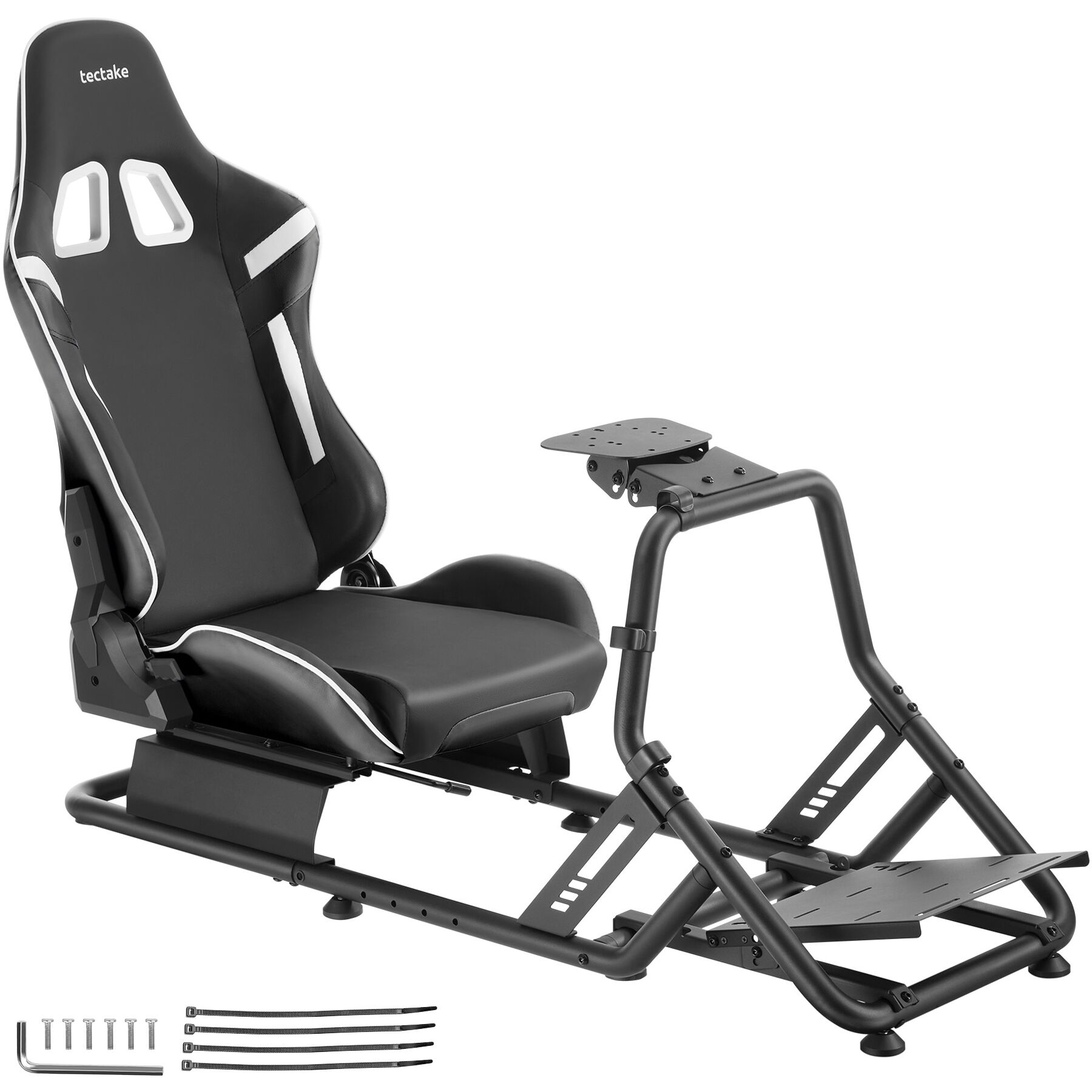 tectake - Play gaming chair, racing seat, compatible with many consoles - black/black