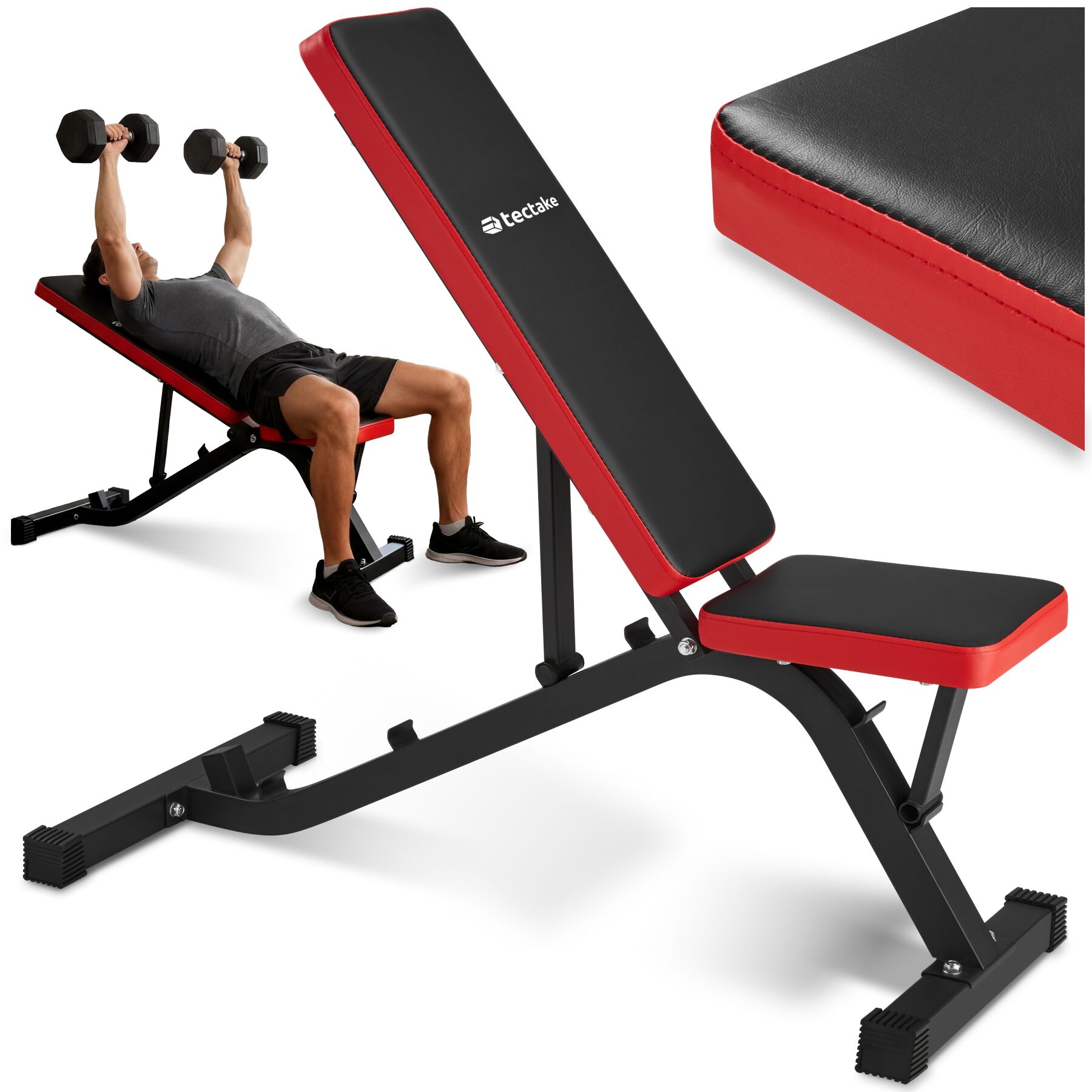 Appareil d'Entraînement de Fitness Banc de Musculation - noir/rouge | tectake