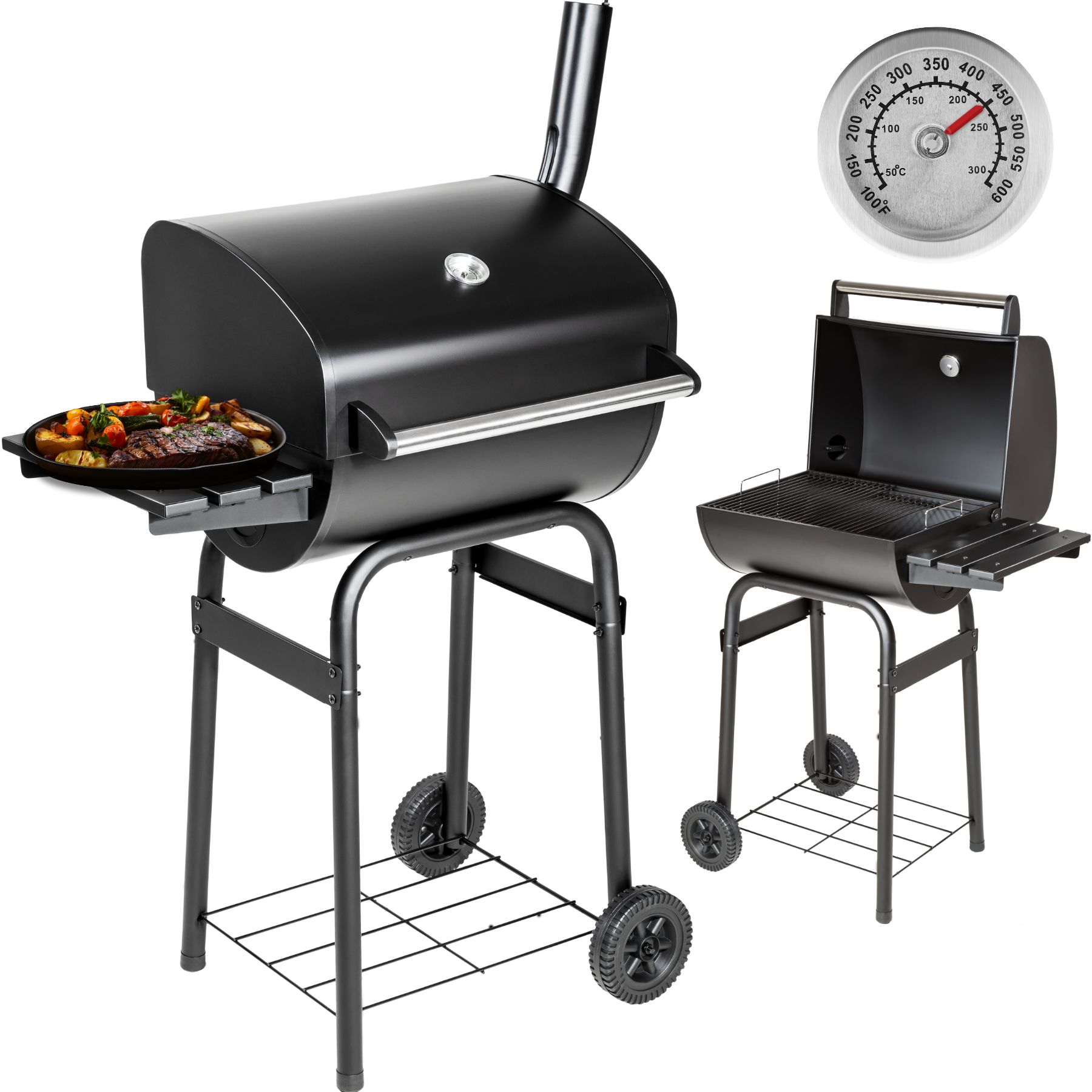 BBQ Barbecue Smoker met deksel - zwart