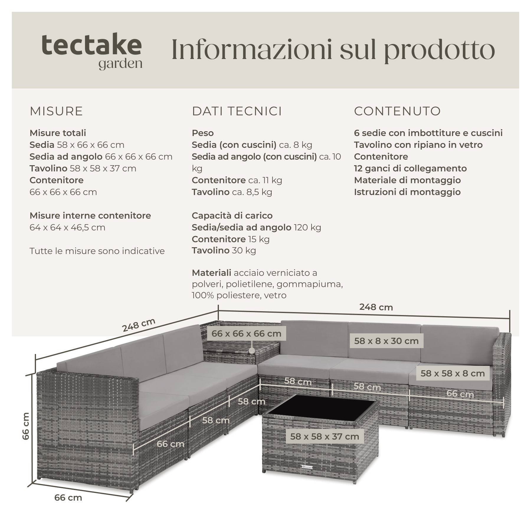 Salottino in Rattan Mobili Giardino Set Terrazza Poltrone Tavolo Box Contenitore - Foto 19 di 37