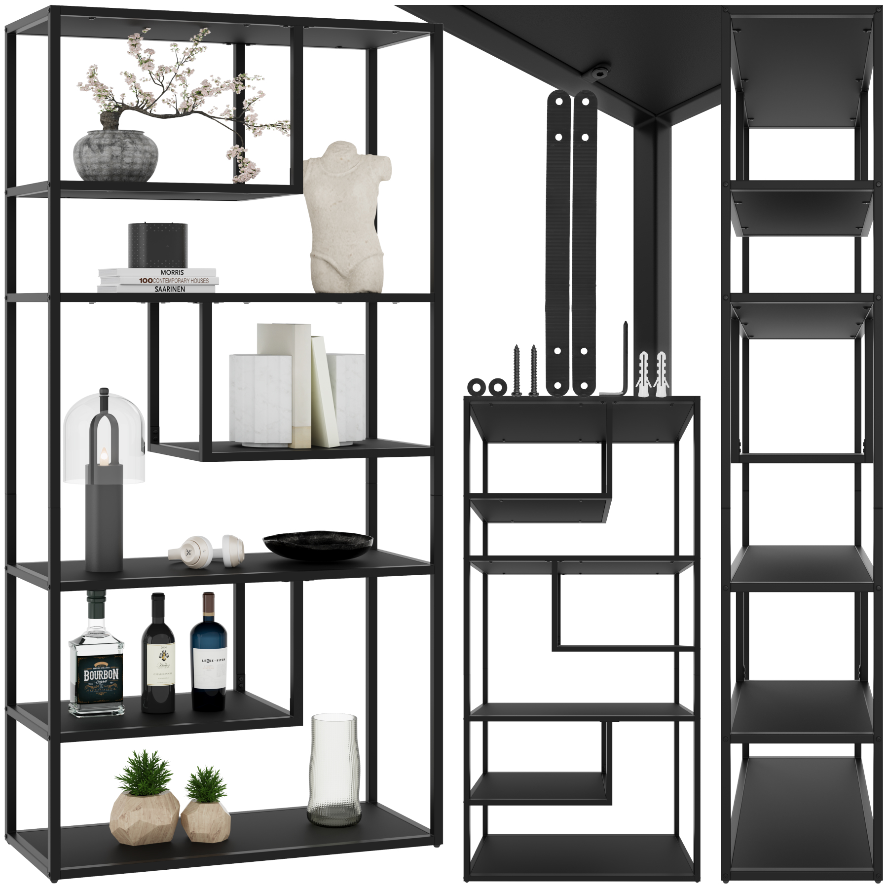 Standregal Venda mit 6 Fächern, Industrial-Look, 85x35x188cm - schwarz von tectake