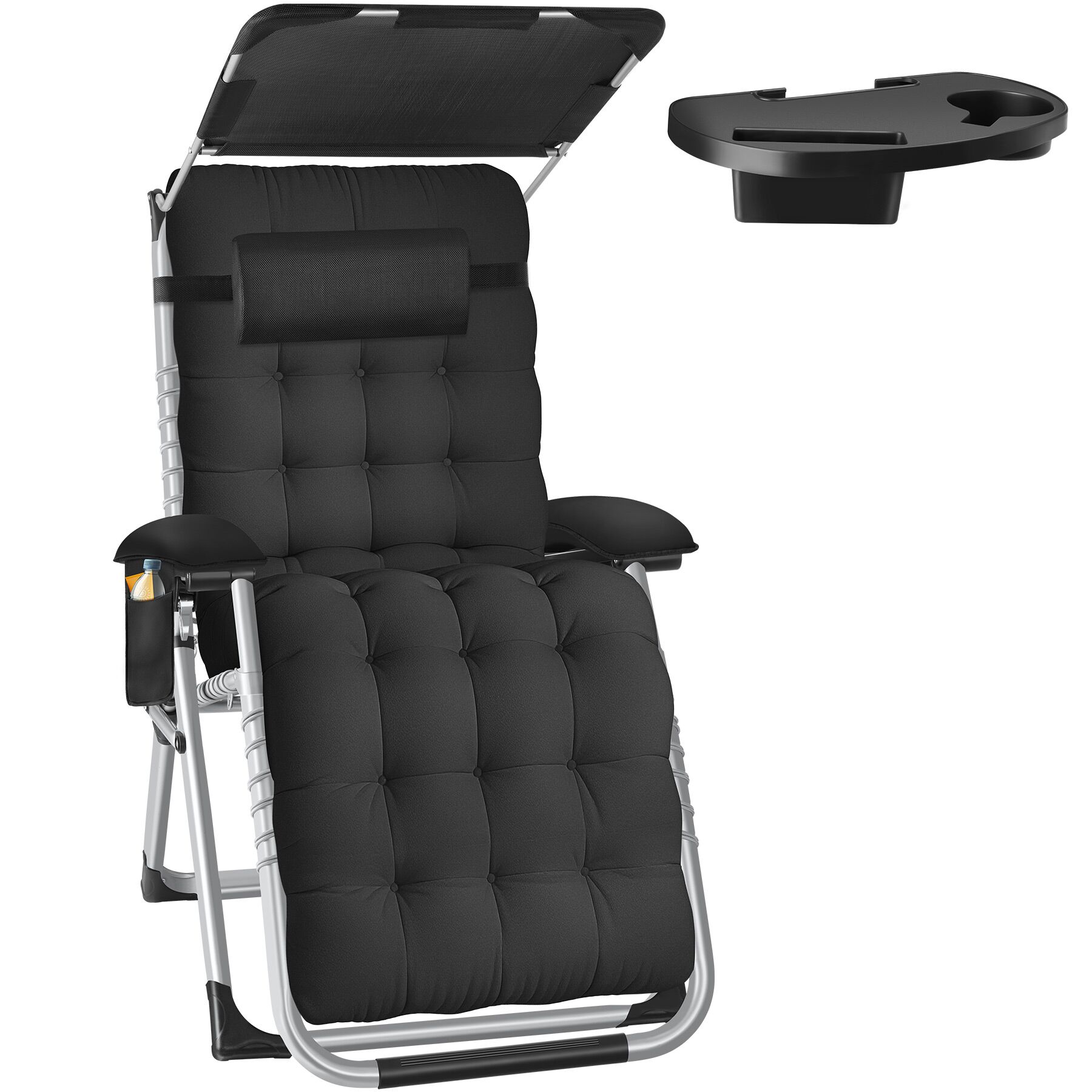 Tectake Gmbh Nero Lettino Prendisole Cloud Ii Con Tettuccio Parasole, Pieghevole