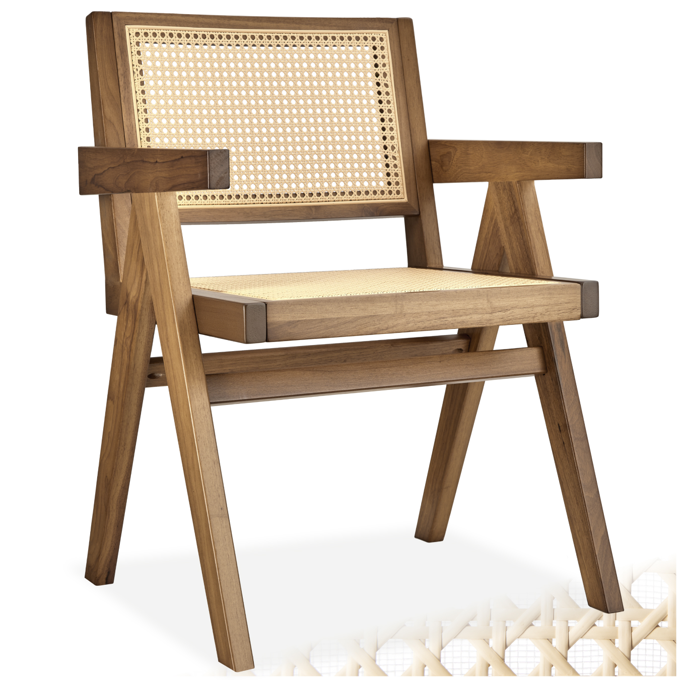 Holzstuhl Esszimmerstuhl Armlehnstuhl Retro Design Wiener Geflecht 120kg 50er