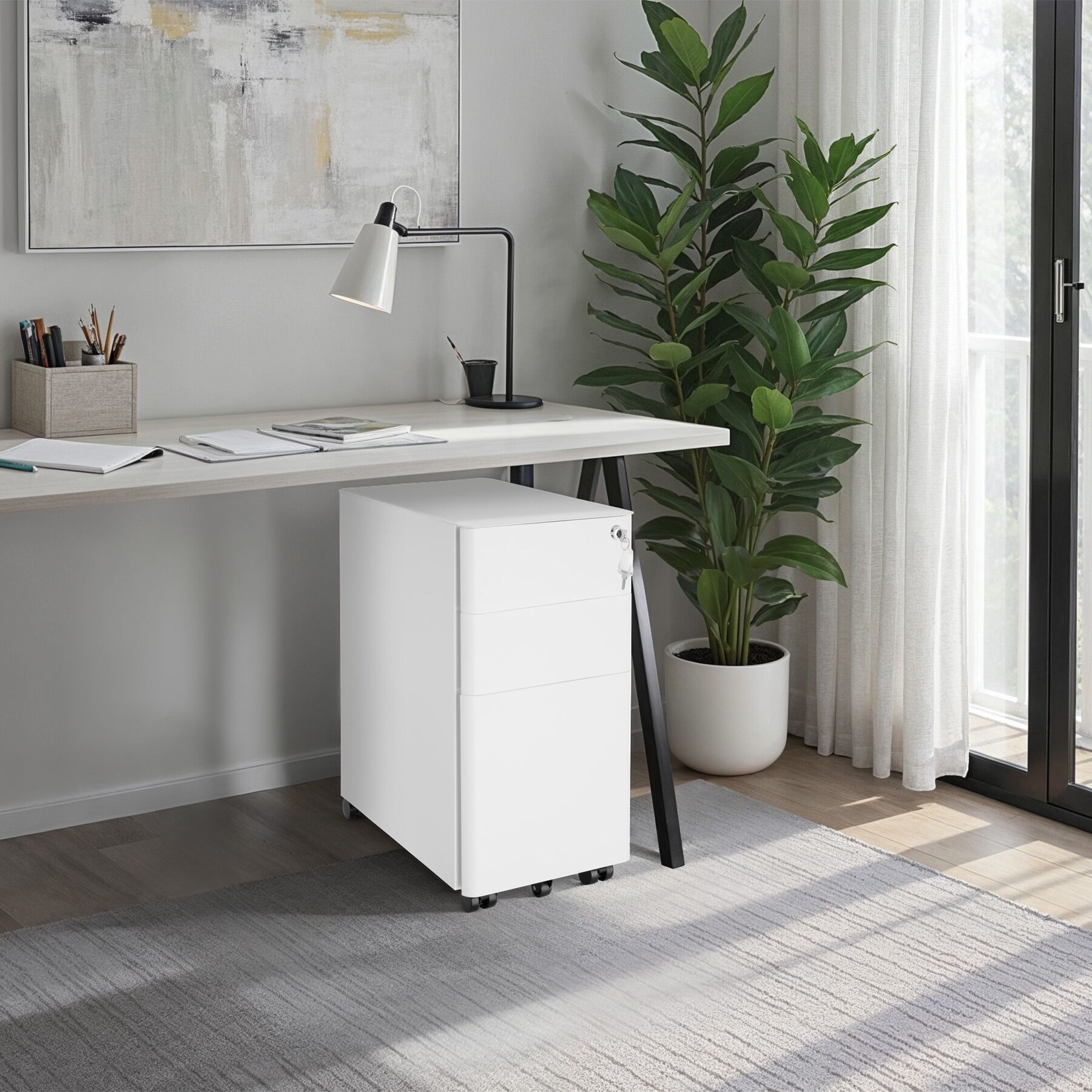 Rollcontainer 2 Schubladen Büroschrank Abschließbar Aktenschrank Hängeregister - Bild 25 von 25