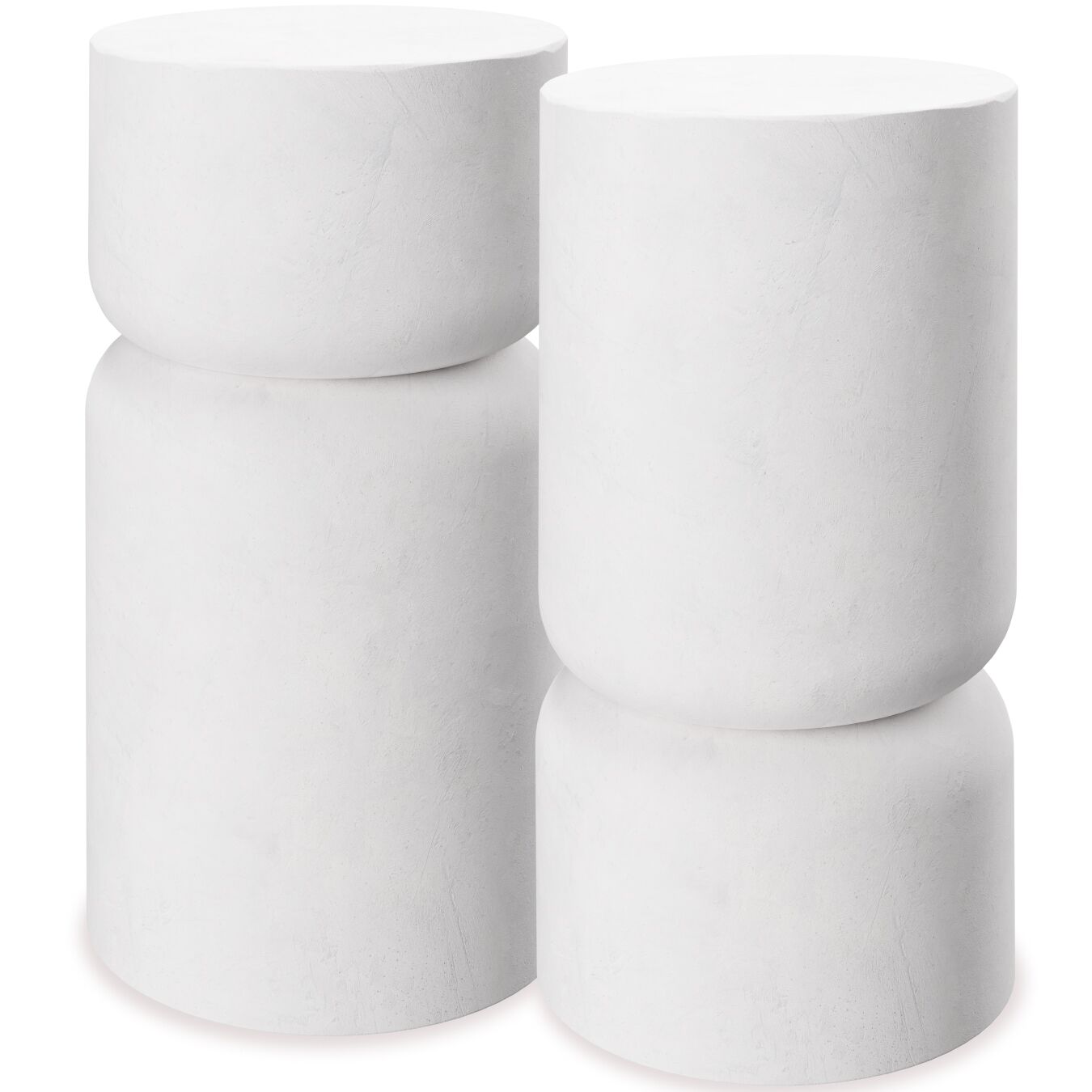 2er Set Beistelltisch Amine, Chubby-Design - weiß