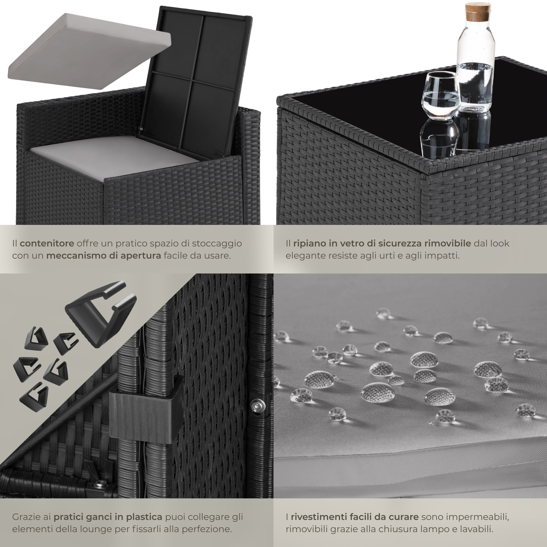 Salottino in Rattan Mobili Giardino Set Terrazza Poltrone Tavolo Box Contenitore - Foto 6 di 37
