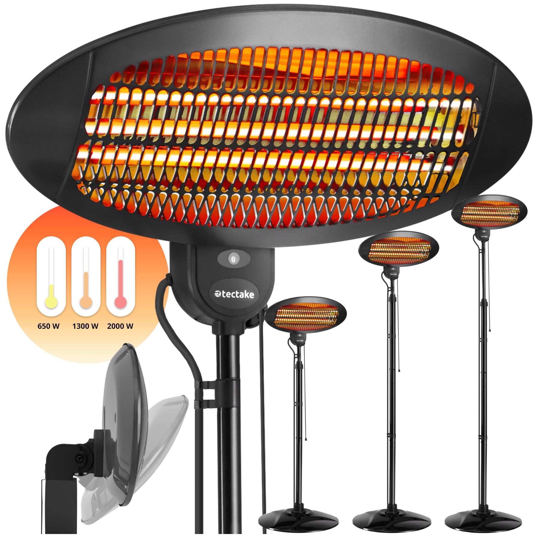 Radiateur infrarouge Solaris Monolith 2000W réglable en hauteur - noir