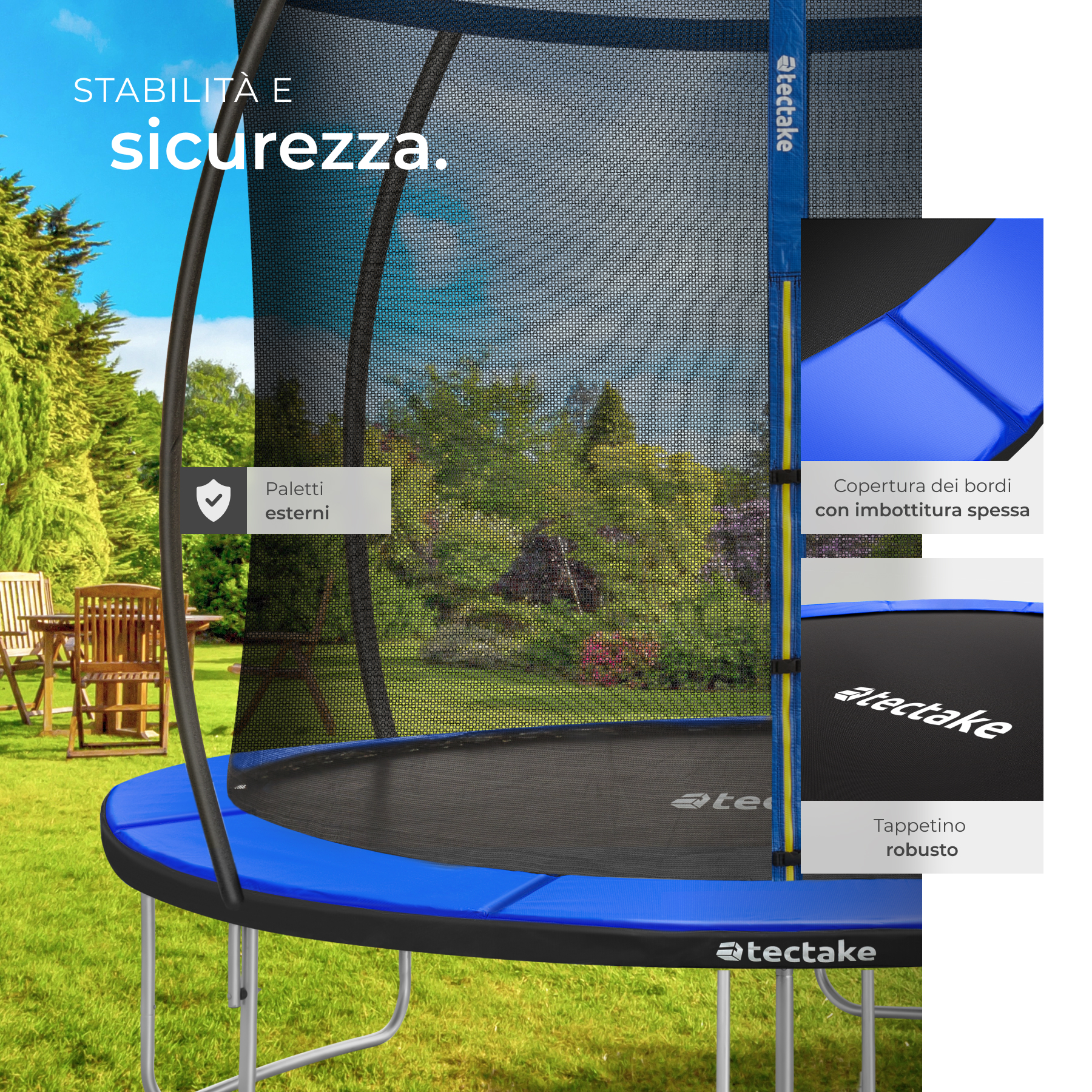 Trampolino elastico con rete di sicurezza per bambini da esterno giardino - Foto 20 di 37