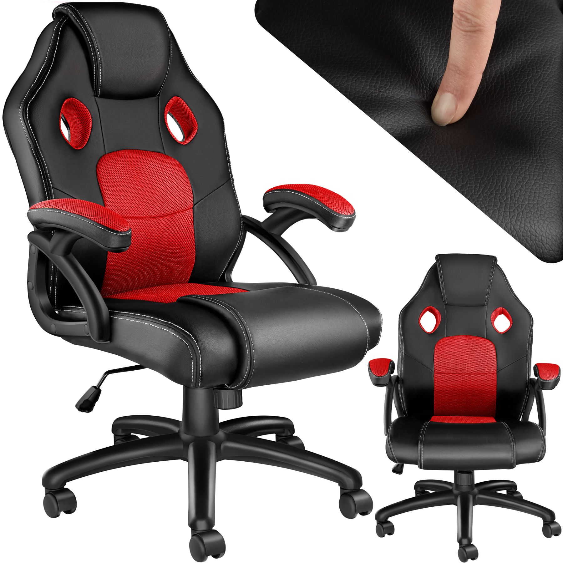 Chaise gamer MIKE - noir/rouge de tectake