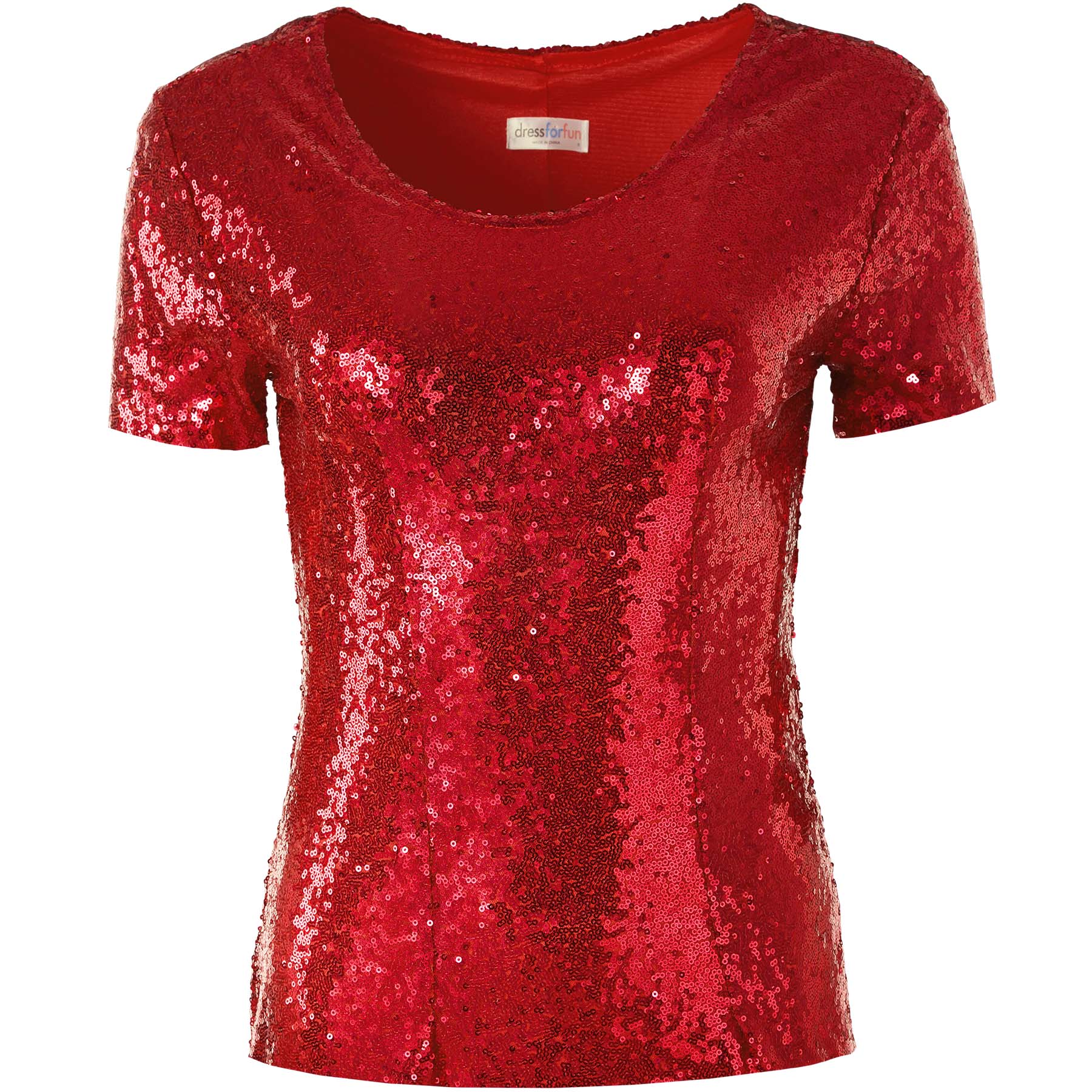 Damen Pailletten Shirt Bluse Top Kurzarm Glitzer Sexy Kostüm Disco Silvester