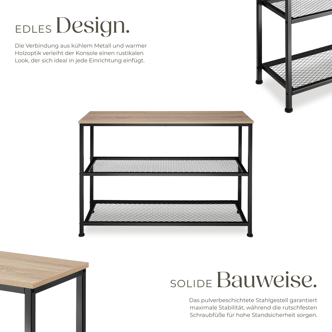 Konsolentisch Beistelltisch Anrichte Flurtisch Sideboard Industrial Look schwarz