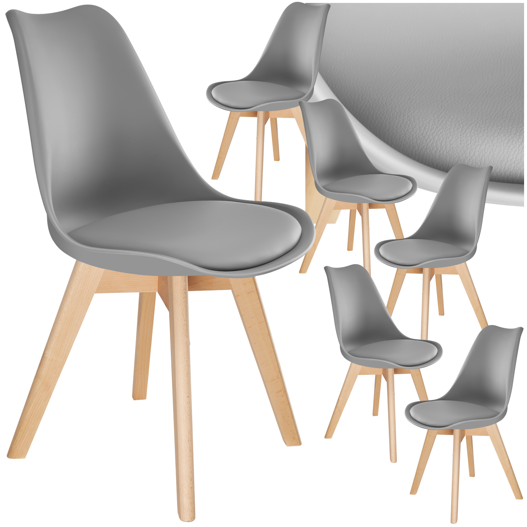 Eetkamerstoelen Frederikke - grijs, Set van 6 | tectake