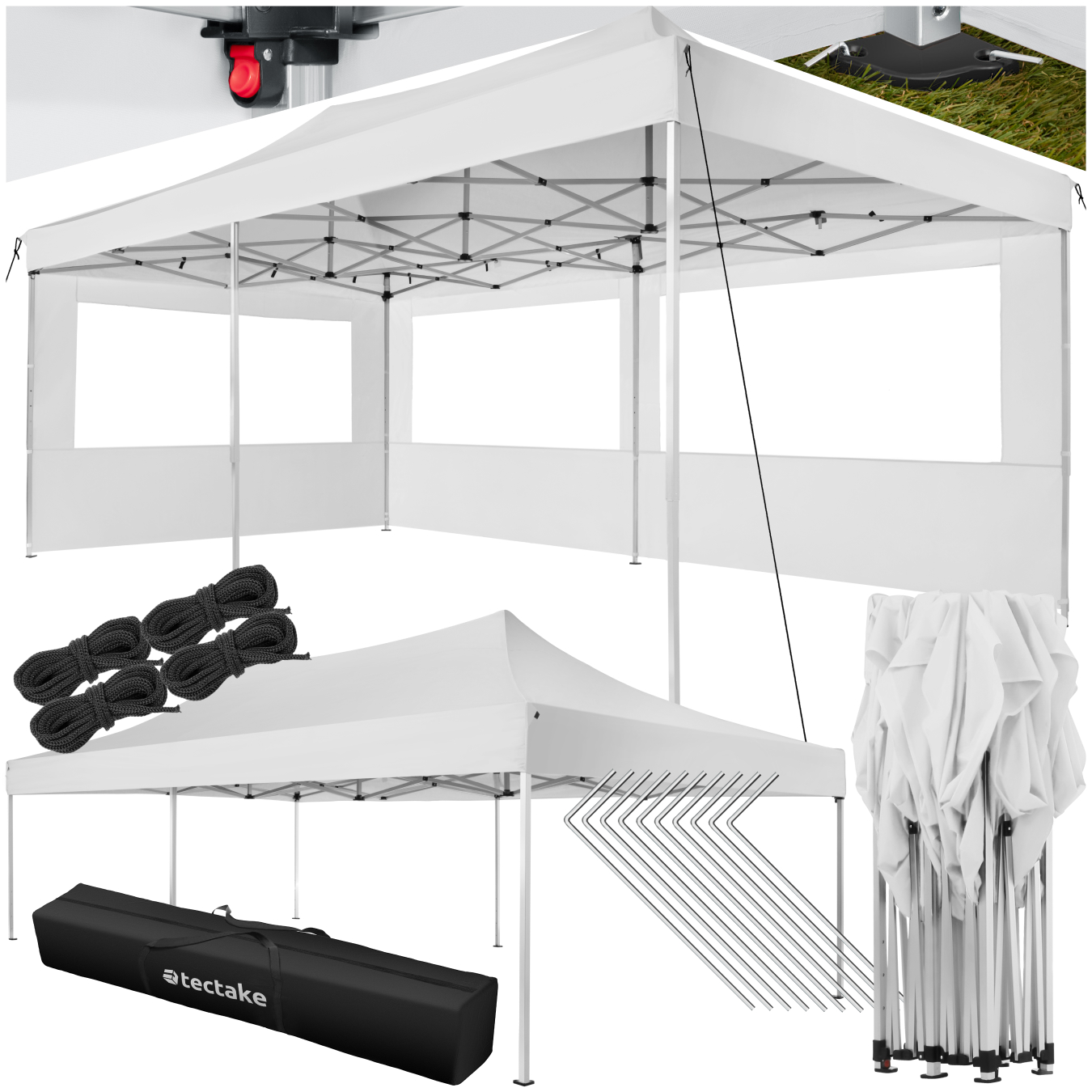 Skládací pavilon Viola 3x6 m s 2 bočnicemi - bílá