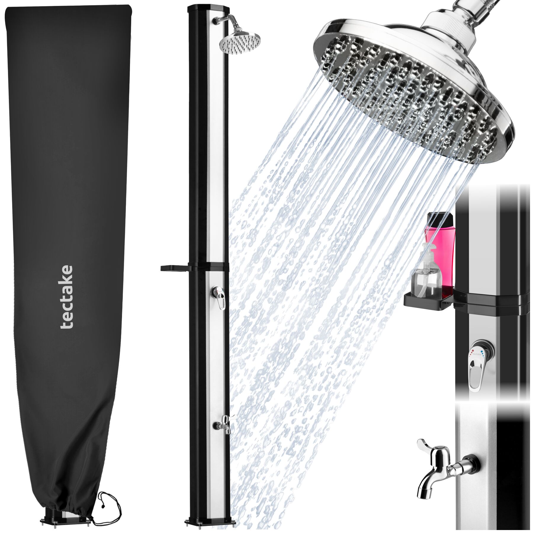 Ofanto 35 L Solar Shower - black/silver | tectake