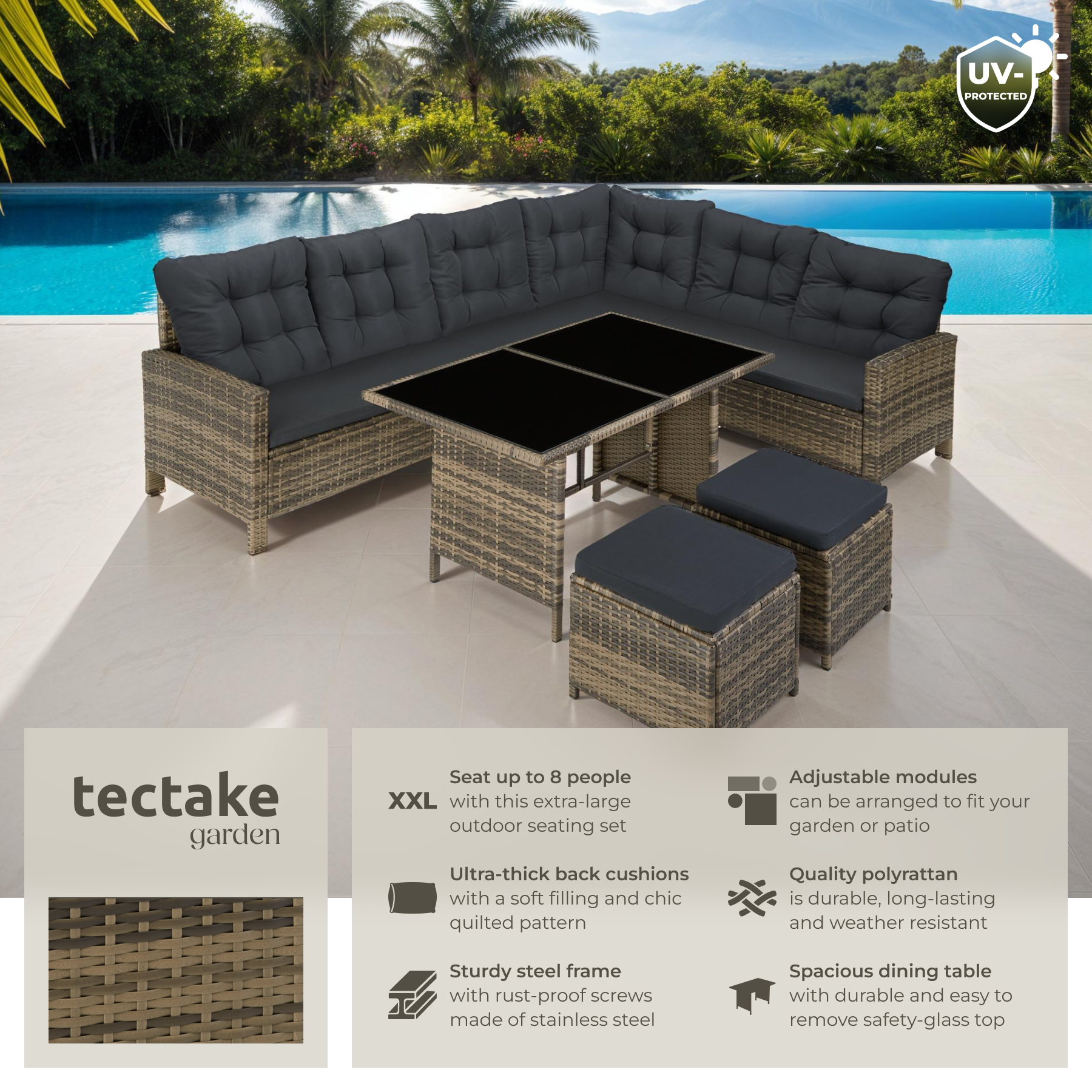 Corner Sofa Garden Furniture Table and Chairs Rattan Set Outdoor Metal Bistro - Picture 39 of 61