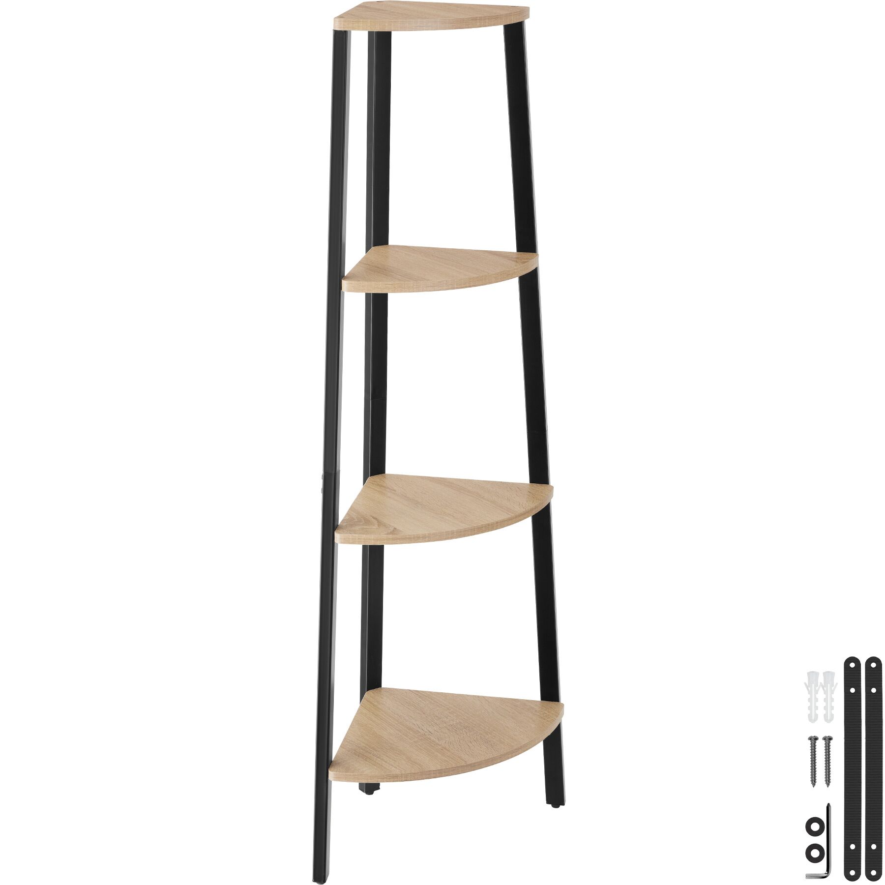 Corner Shelf Newbridge - 4 levels - industrial wood light, oak Sonoma