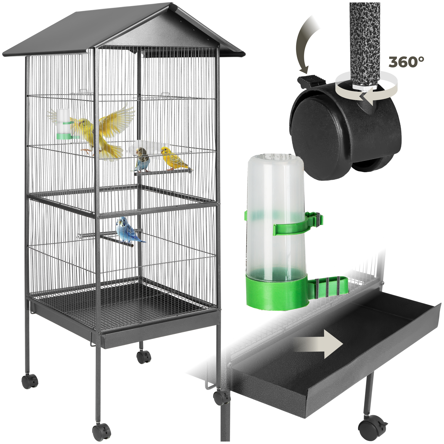 Cage à oiseaux 162 cm - gris anthracite