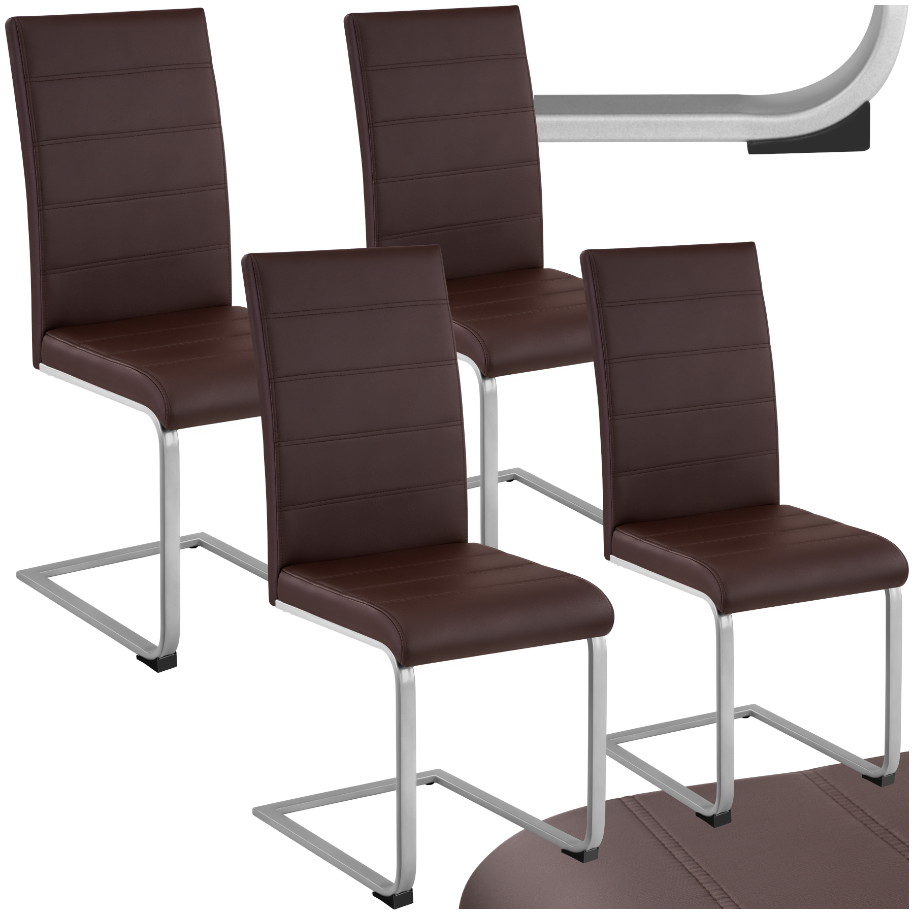 Schwingstühle, Kunstleder - braun, 4er Set