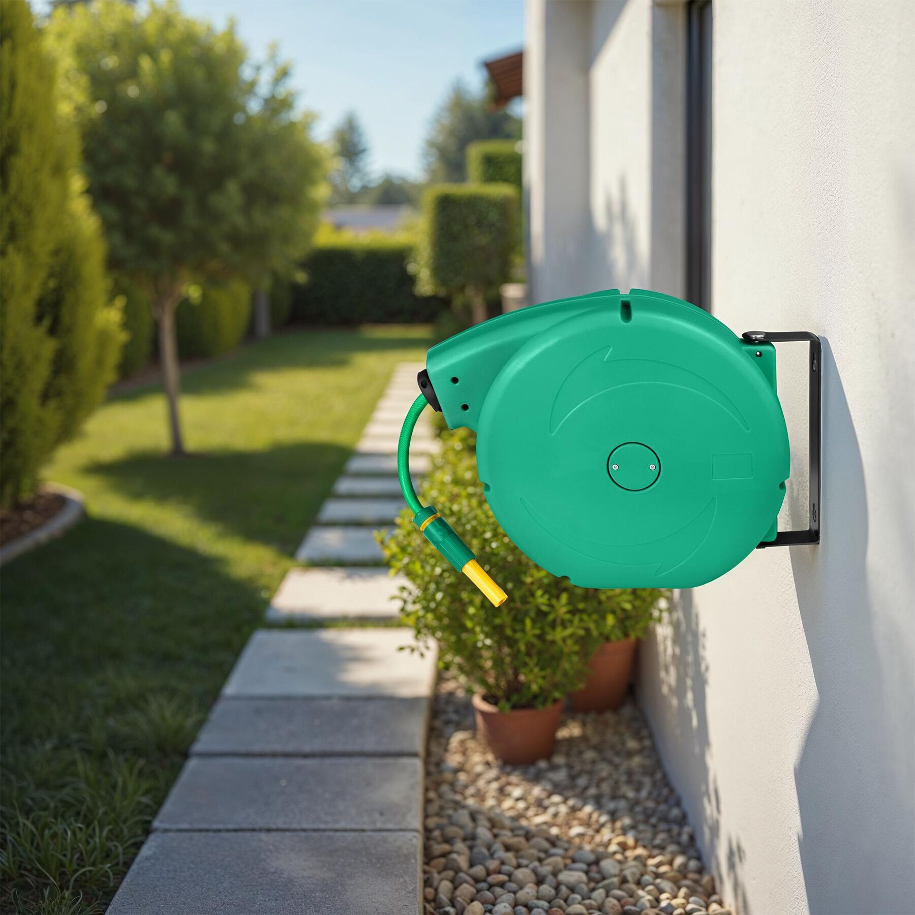 Avvolgitubo Tubo da giardino da parete irrigazione Incl spruzzatore d’acqua 10m - Foto 22 di 25