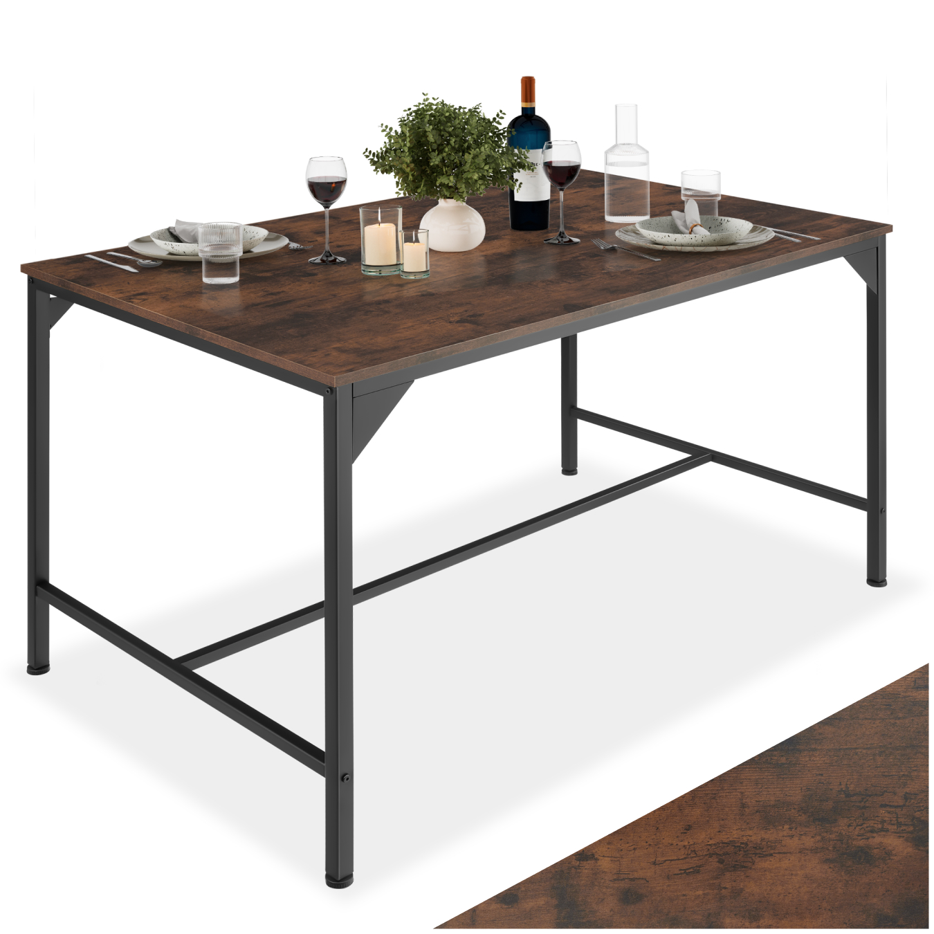 Dining Table Belfast - rectangular - Industrial wood dark, rustic