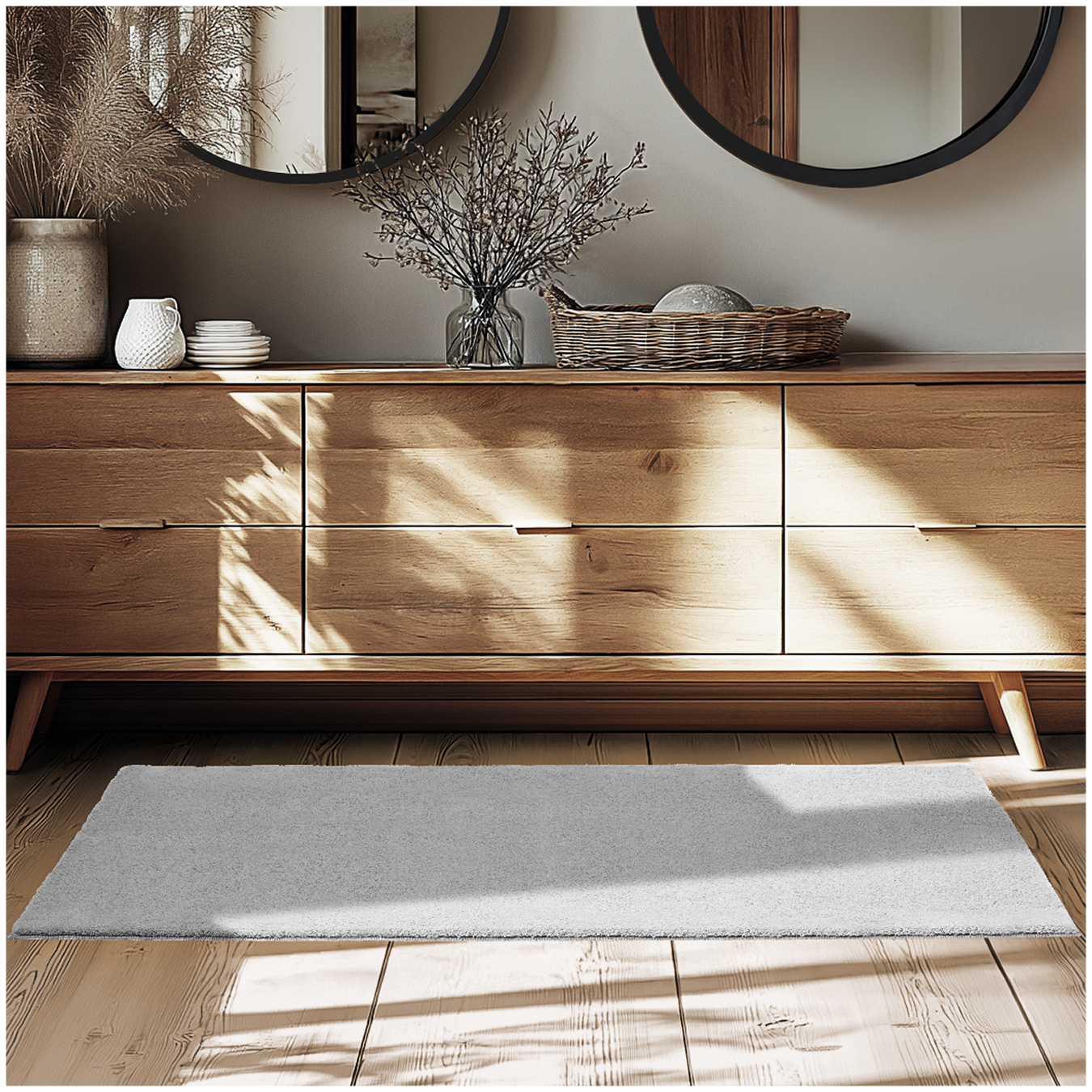 Kurzflorteppich Soft Zone - grau, 80 x 150 cm