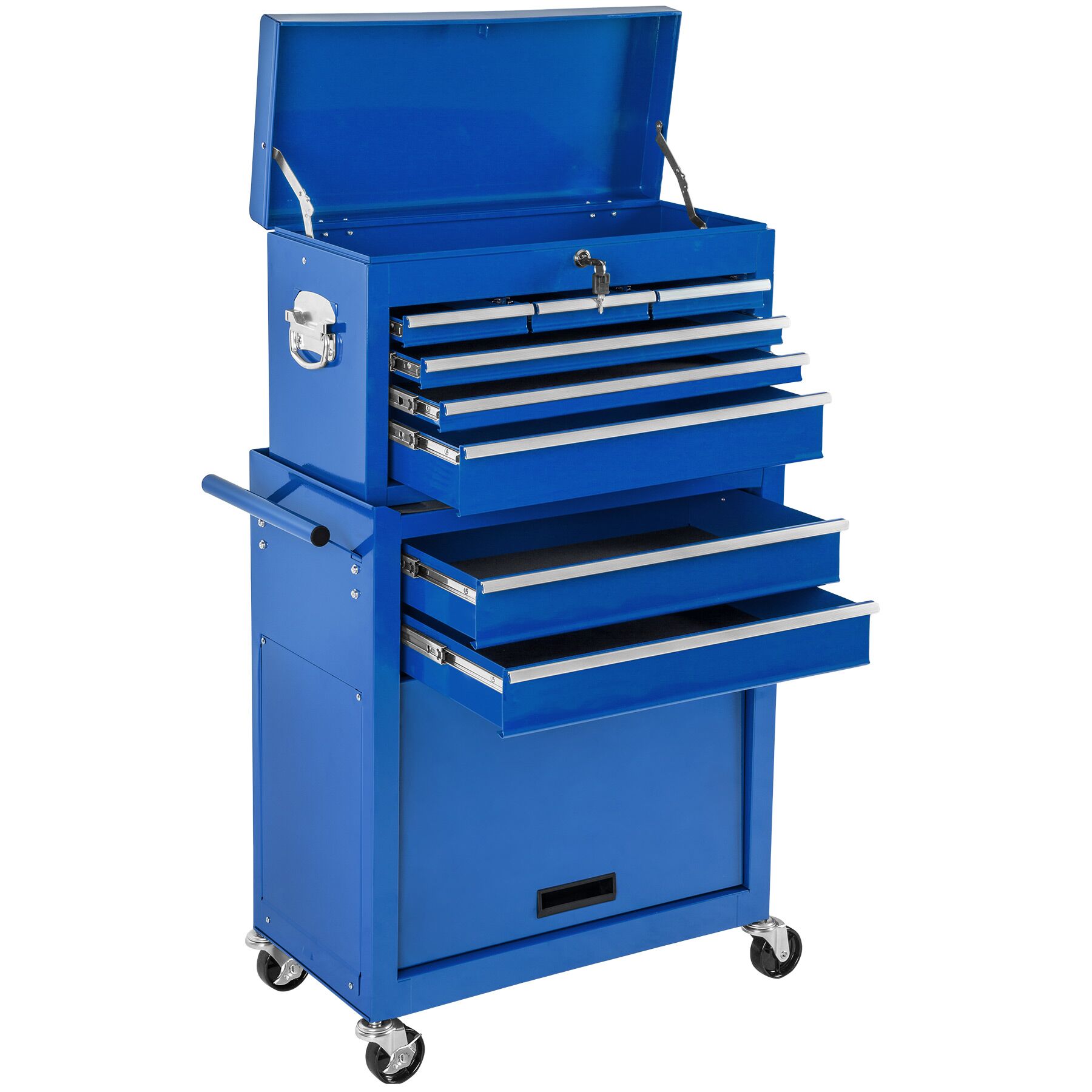 Tool Chest - 8 drawers, 4 wheels, multiple layouts, lockable - blue | tectake