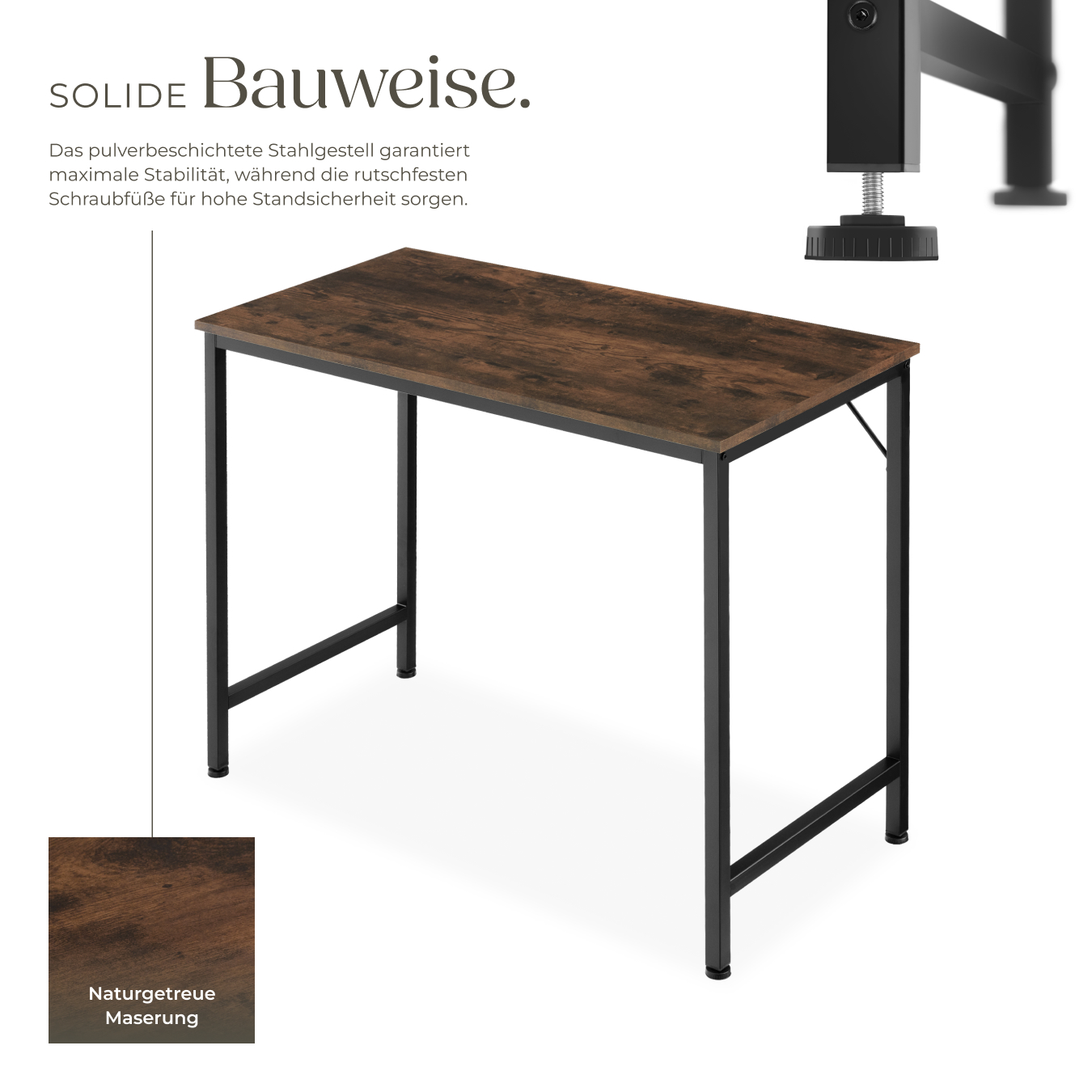 Schreibtisch Computertisch Büro Tisch 80100120140 cm Holz Metall Industrie