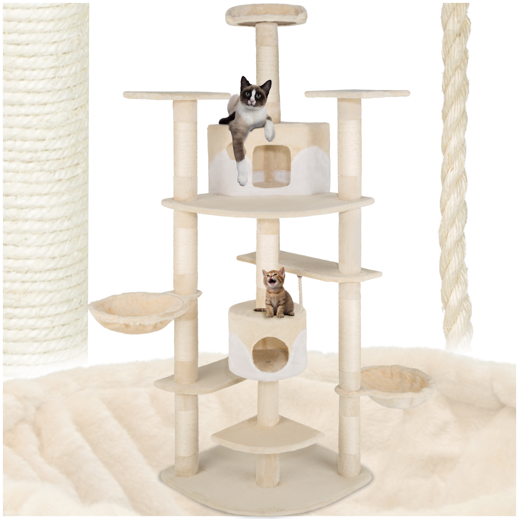 Kratzbaum Nelly 204cm - beige/weiß von tectake