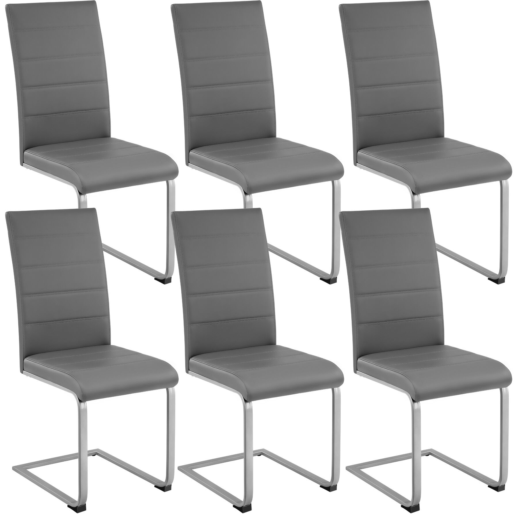 Thumbnail - Schwingstühle, Kunstleder - grau, 6er Set