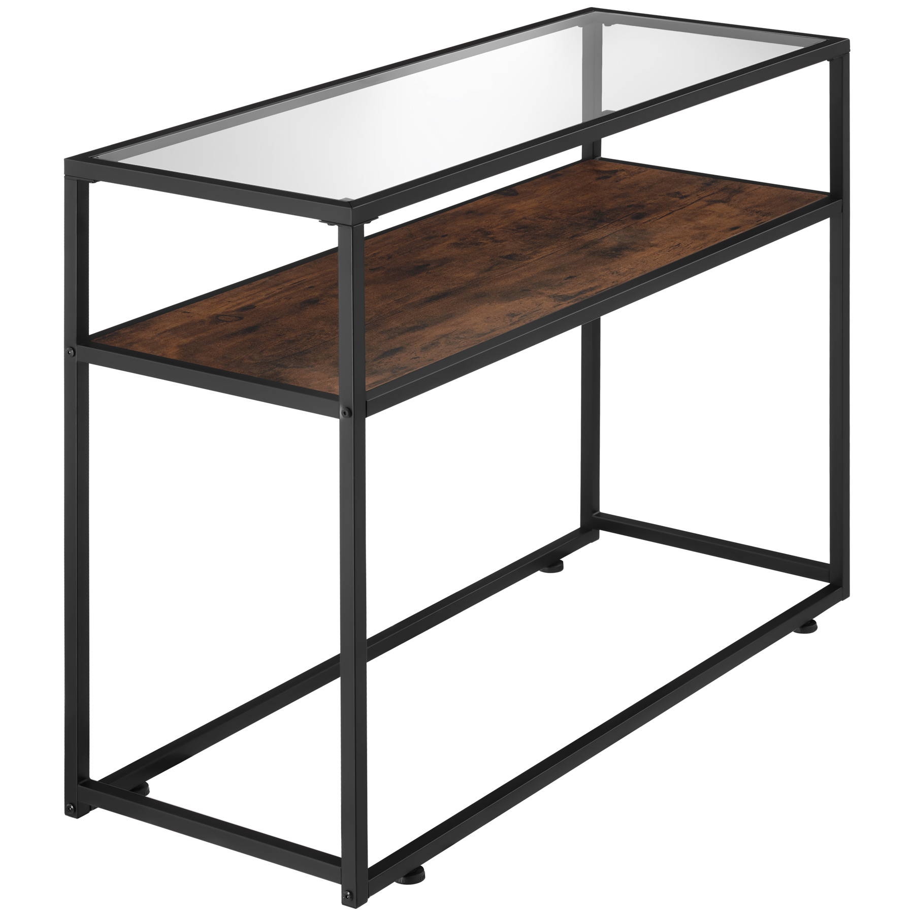 Tavolo console vetro corridoio tavolino appoggio 2 ripiani legno metallo - Foto 13 di 25