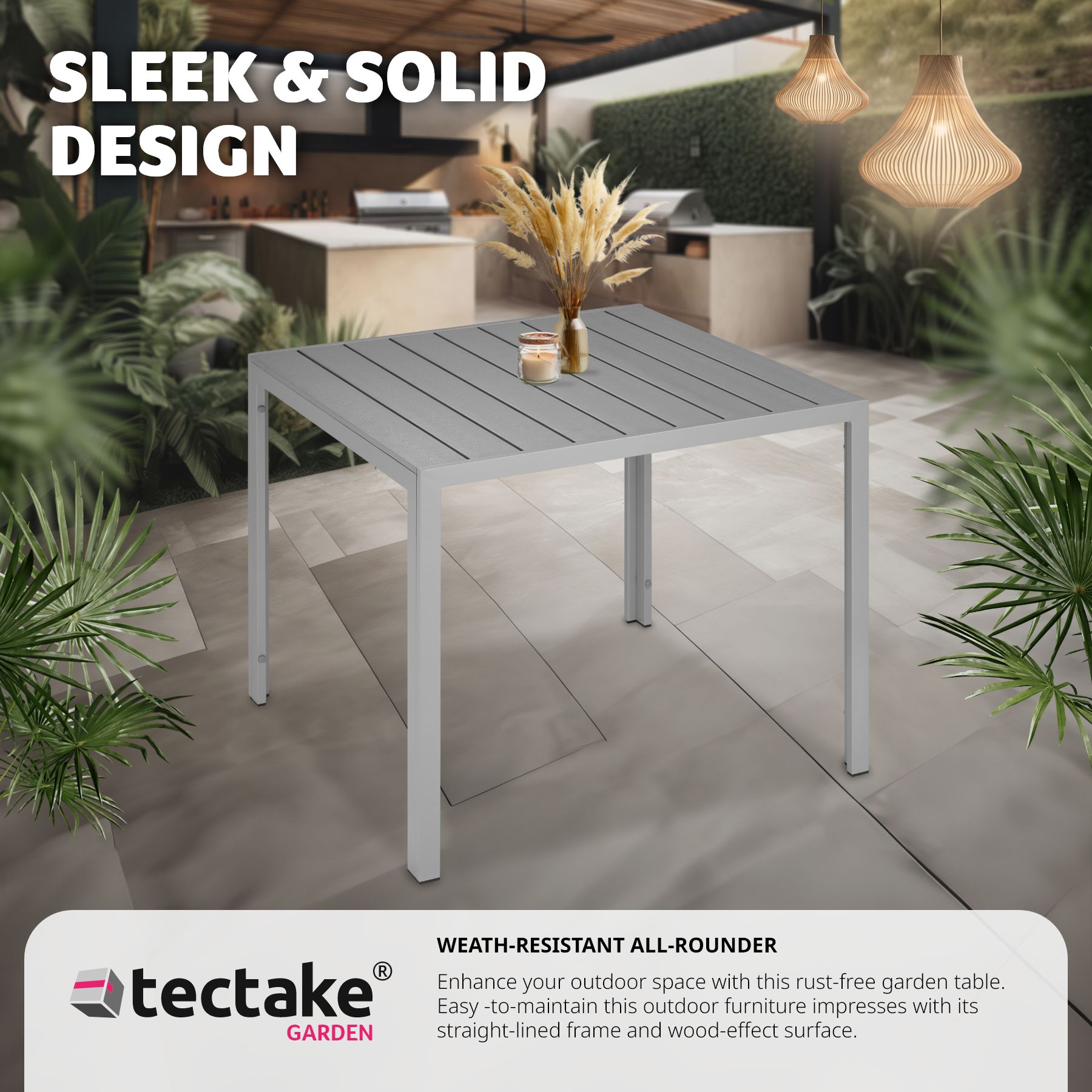Garden Furniture Table Outdoor Patio Dining Coffee Balcony Square Aluminium - Picture 17 of 25