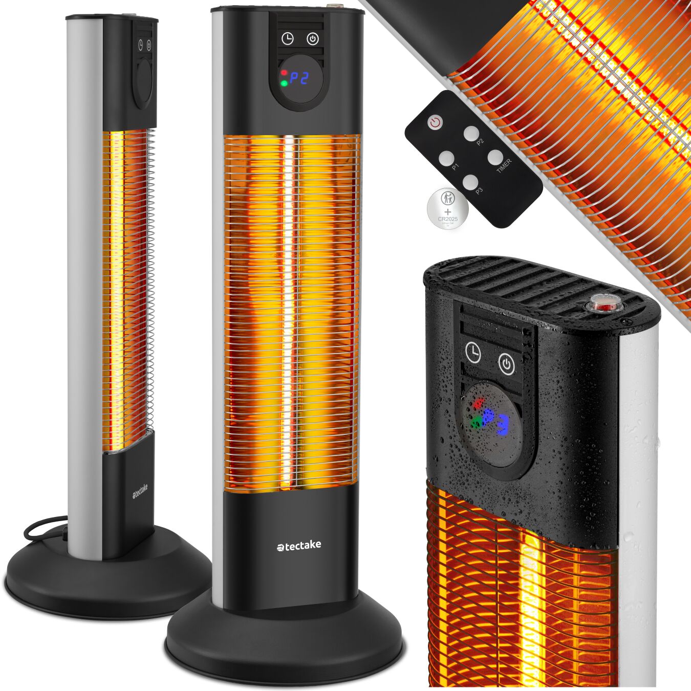 Radiateur infrarouge Solaris Terra 1500W avec fonction minuterie - noir