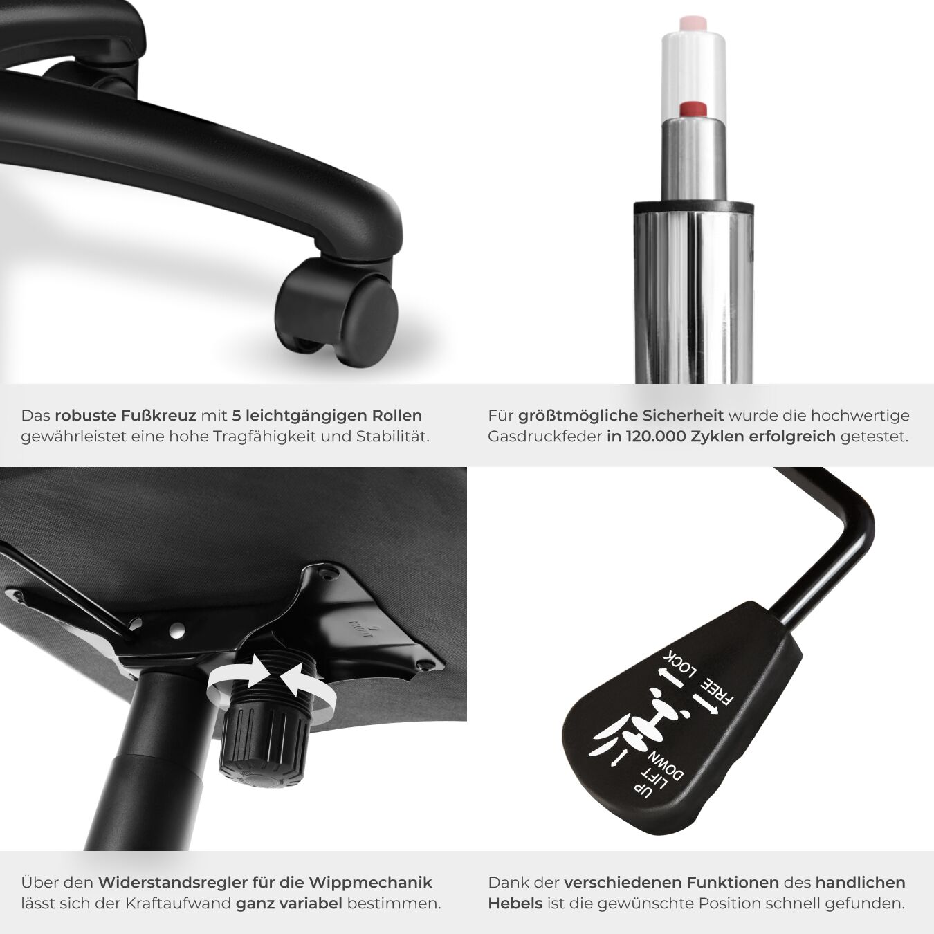 Bürostuhl Chefsessel ergonomisch Drehstuhl Schreibtisch Gamingstuhl mit Rollen - Produktbild 4