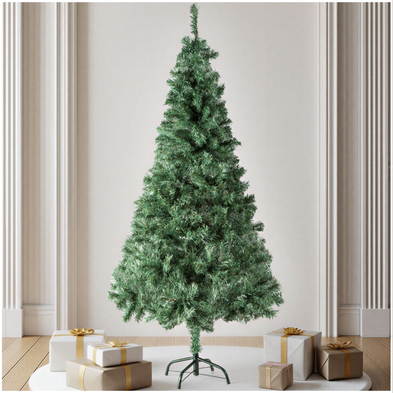 Árbol de Navidad artificial de color verde con soporte metálico - 180 cm | tectake
