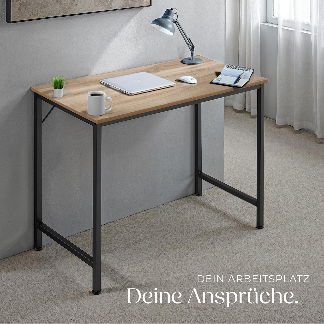 Schreibtisch Computertisch Büro Tisch 80100120140 cm Holz Metall Industrie