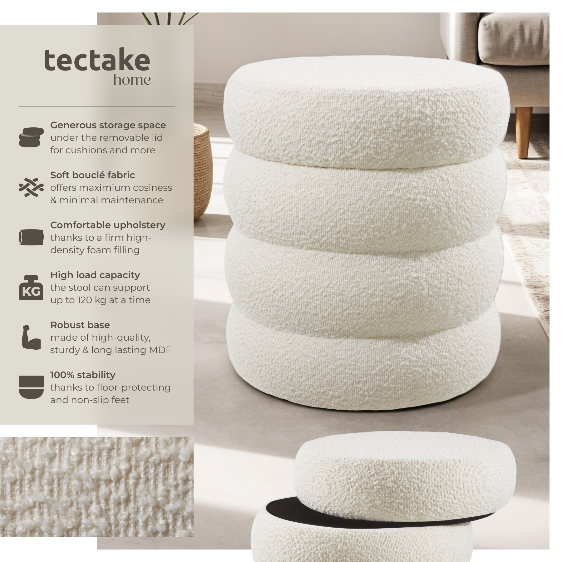 Footstool Storage Stool Upholstered Pouffe Ottoman Desk Dressing Table Seat - Picture 3 of 37