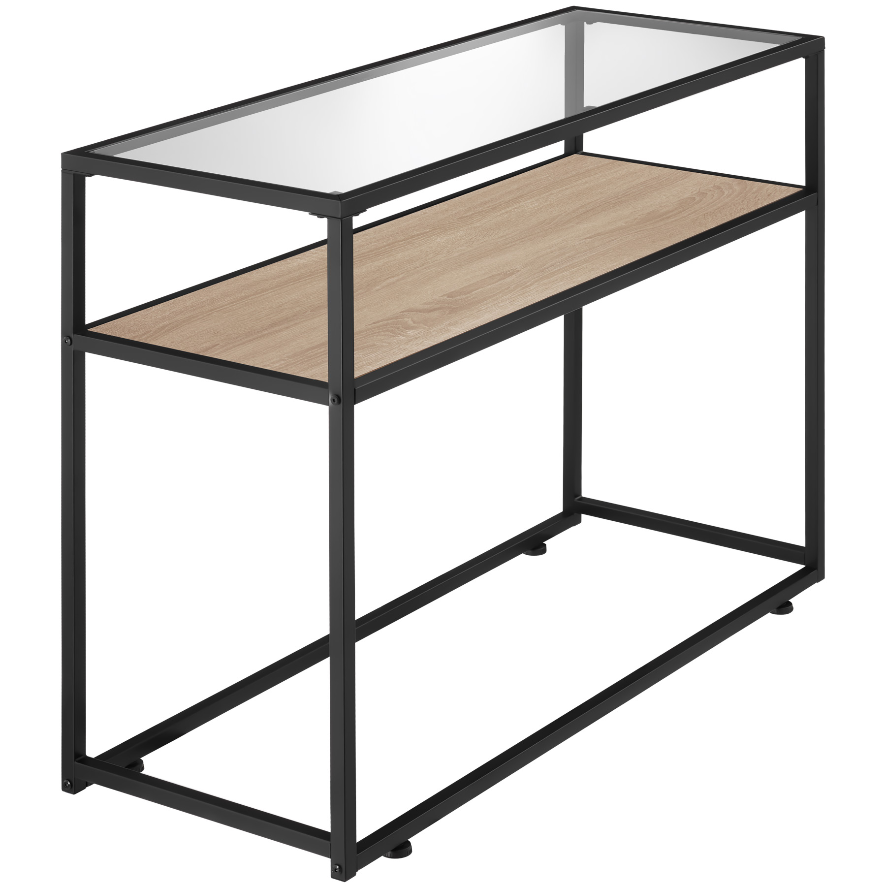 Tavolo console vetro corridoio tavolino appoggio 2 ripiani legno metallo - Foto 25 di 25