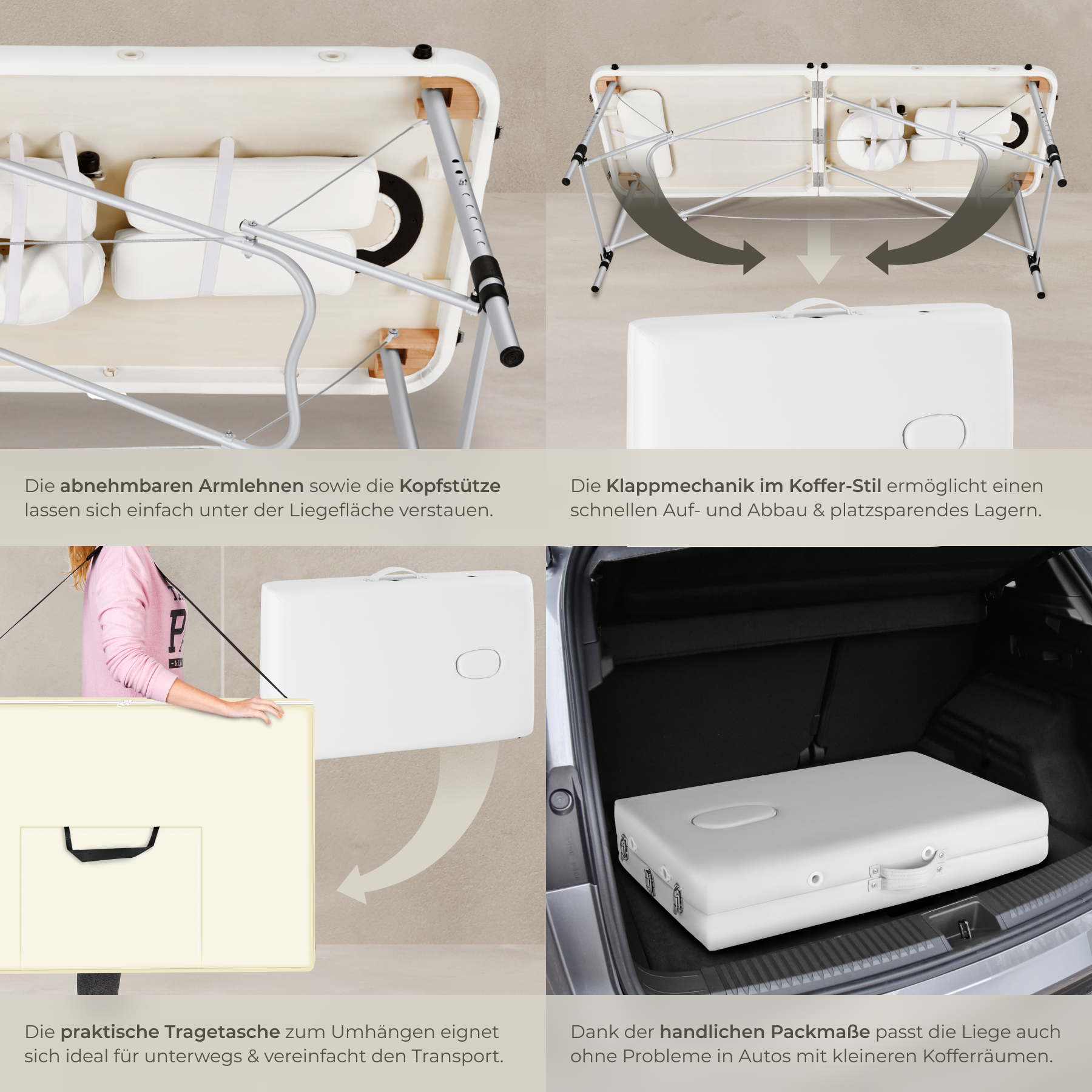 Mobile Alu Massageliege klappbar Massagetisch Massagebank Liege 2 Zonen Tasche